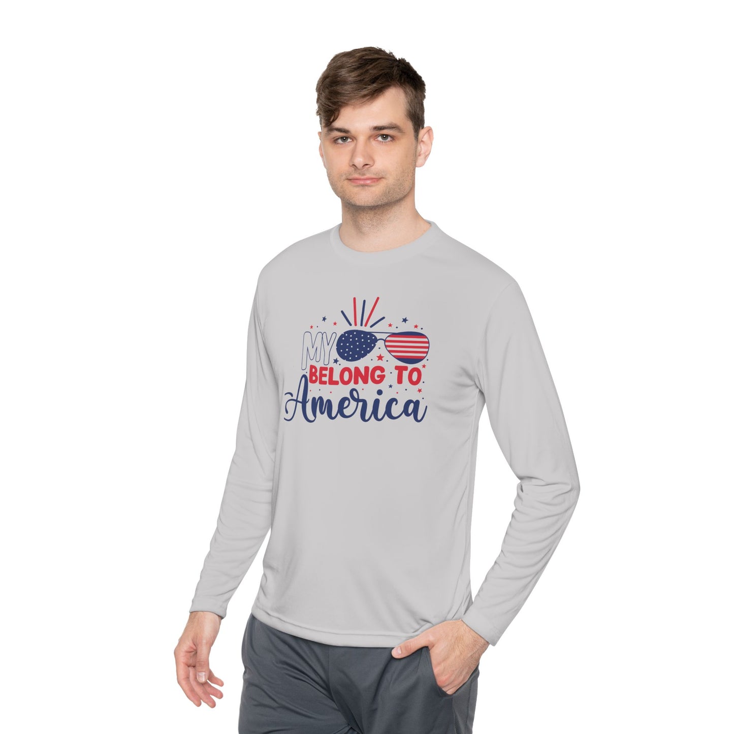 Unisex Long Sleeve Tee - My Heart Belongs to America, Fourth of July Shirt, Patriotic Tee, Independence Day Gift, Casual Americana Wear