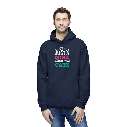 Just a Girl Who Loves Cats Unisex Hoodie, Cat Lover Gift, Cute Sweatshirt, Animal Lover Apparel, Cozy Fashion for Women