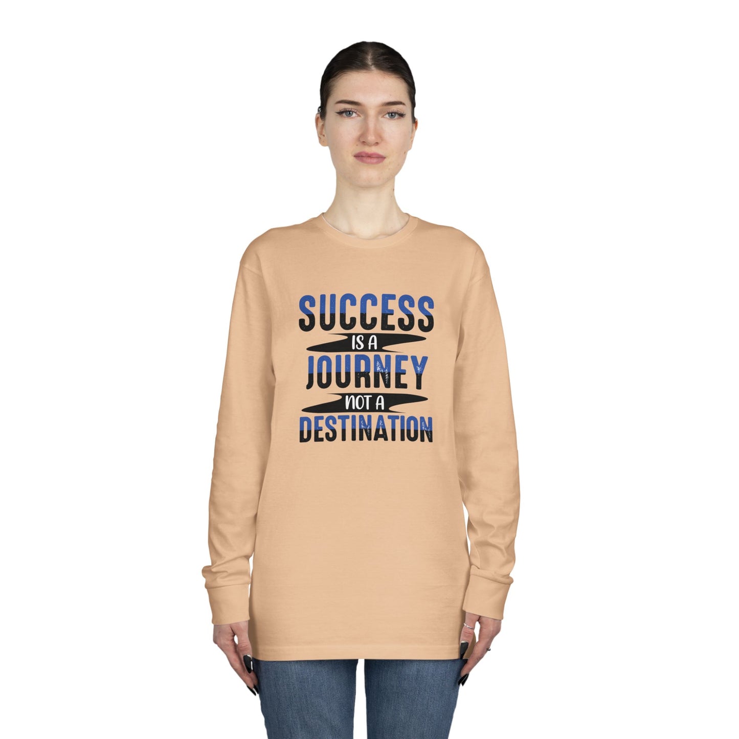 Inspirational Long Sleeve Crewneck Tee - Success is a Journey, Motivational Shirt, Gift for Graduates, Casual Wear, Unisex Tee