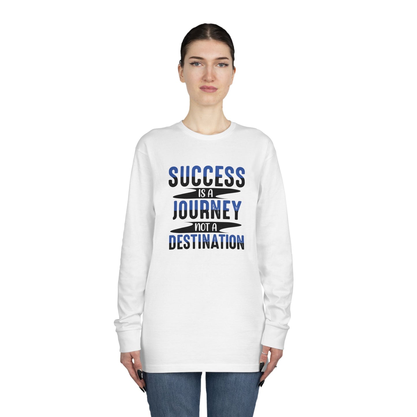 Inspirational Long Sleeve Crewneck Tee - Success is a Journey, Motivational Shirt, Gift for Graduates, Casual Wear, Unisex Tee