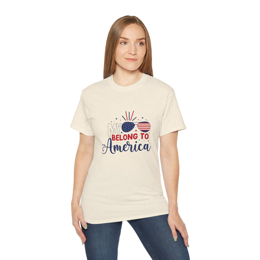 Patriotic Unisex Tee: My Heart Belongs to America | Independence Day, 4th of July, Summer BBQ, USA Pride, Casual Wear