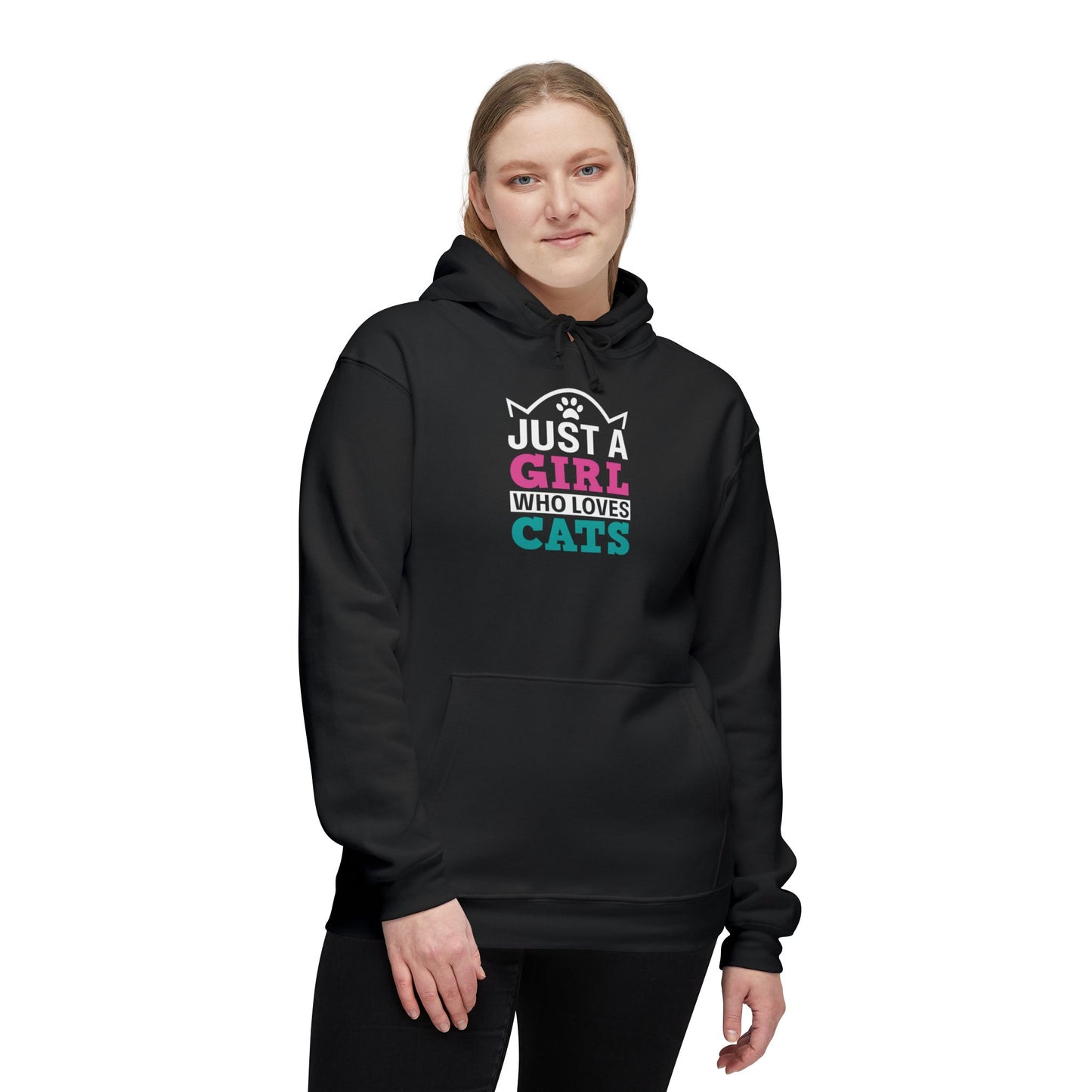 Just a Girl Who Loves Cats Unisex Hoodie, Cat Lover Gift, Cute Sweatshirt, Animal Lover Apparel, Cozy Fashion for Women