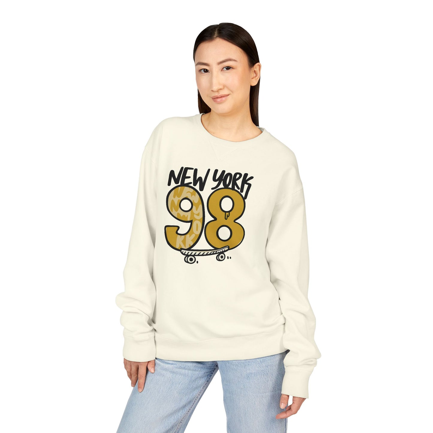 New York 98 Crewneck Sweatshirt, Unisex Sweatshirt, Casual Pullover, Skateboarder Gift, Streetwear Fashion, Comfortable Casual Wear