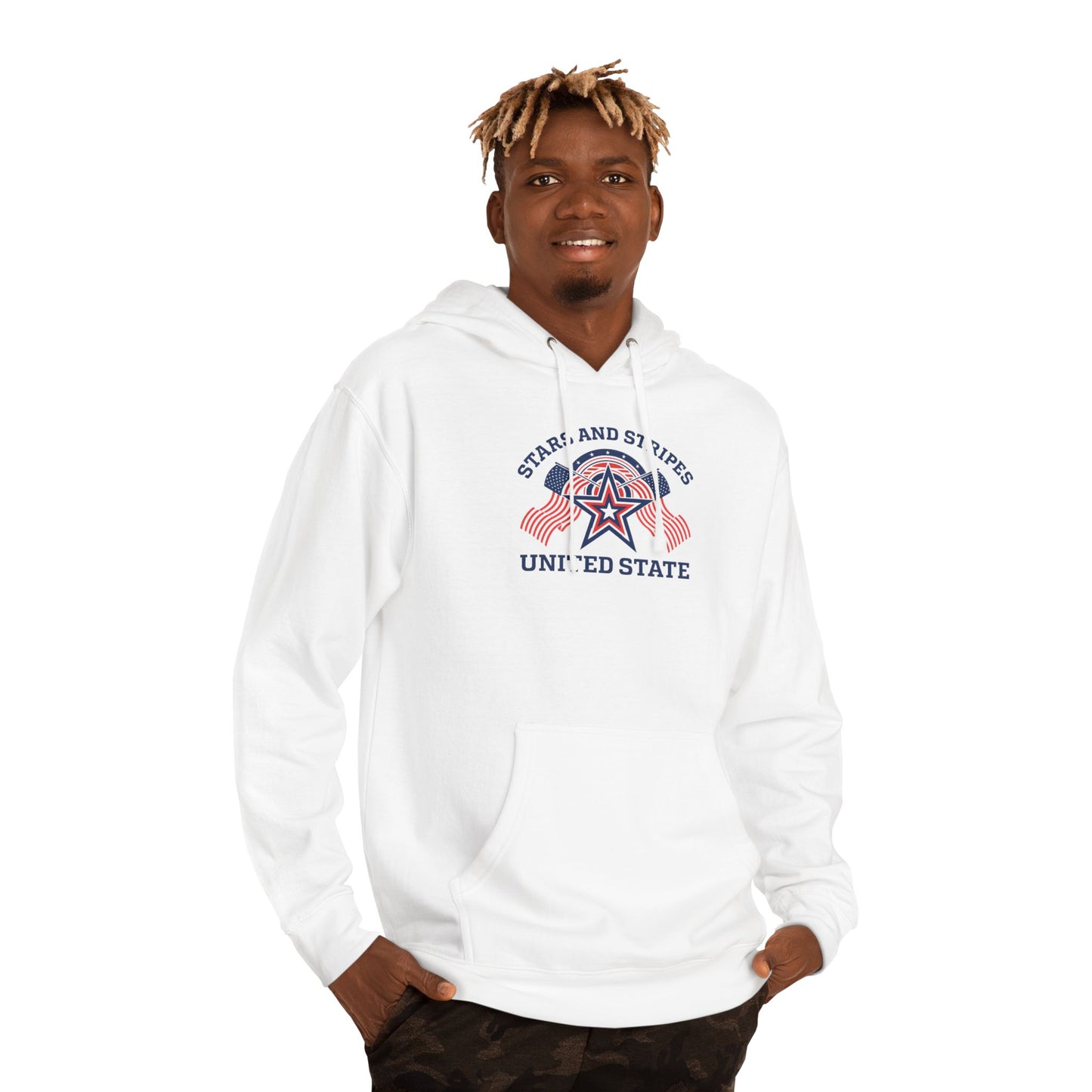 USA Stars and Stripes Hoodie - Unisex Casual Sweatshirt for Independence Day, Patriotism, Fourth of July, Gifts