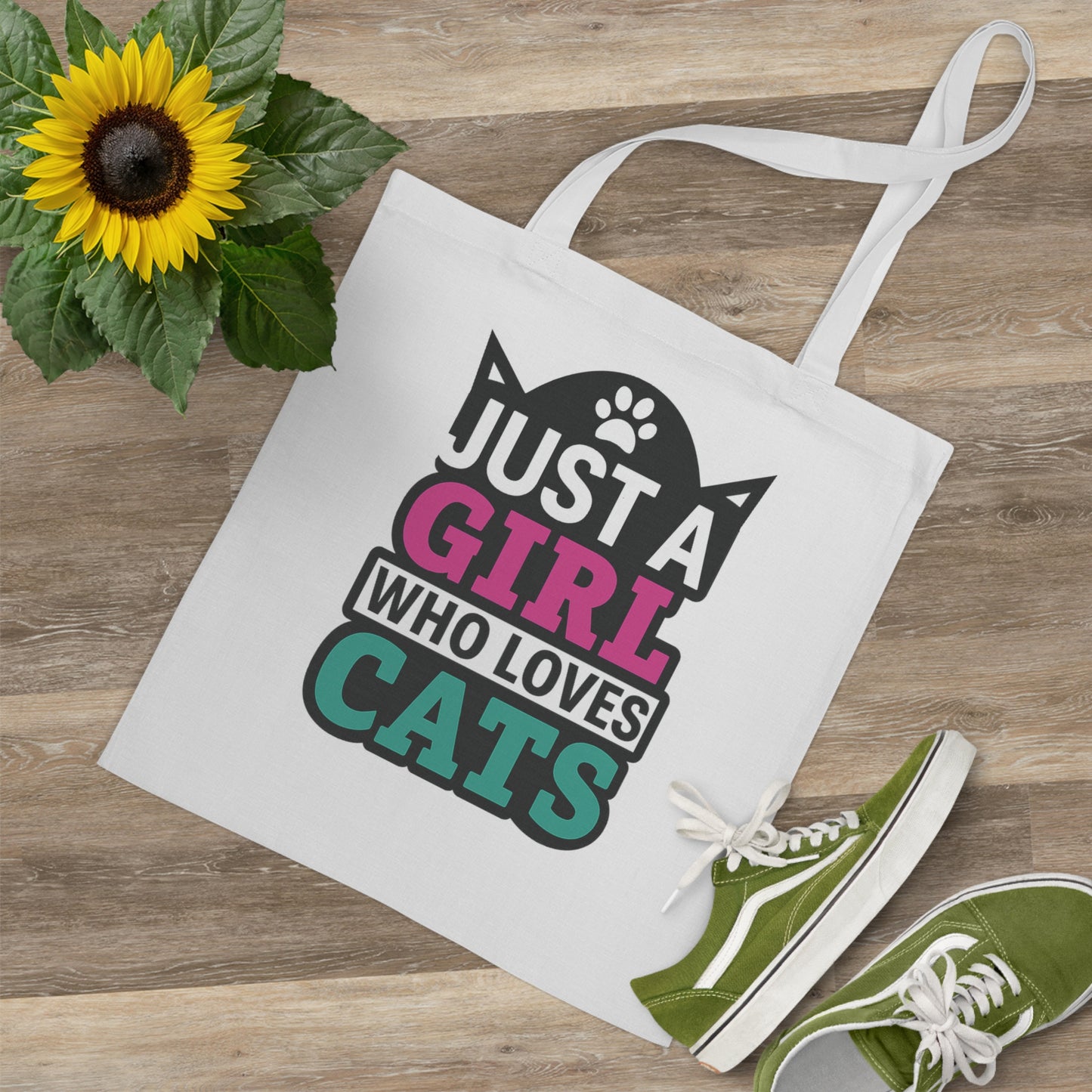 Just a Girl Who Loves Cats Tote Bag | Cat Lover Gift, Eco-Friendly Bag, Women’s Tote, Fun Shopping Bag, Animal Lover Accessory