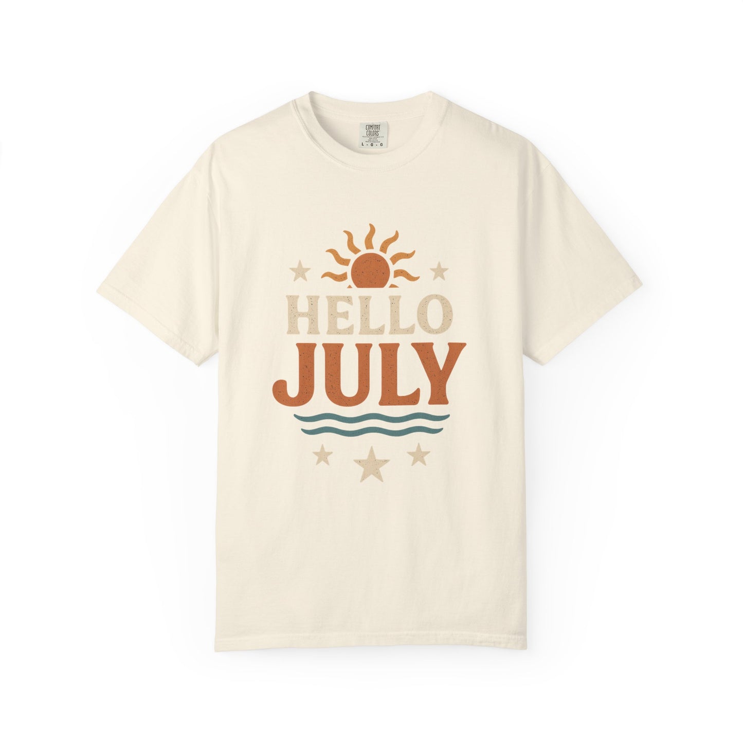 August Vibes Garment-Dyed T-shirt, Summer Tee, Retro Graphic Tee, Gift for July Birthdays, Beachwear, Casual Summer Shirt
