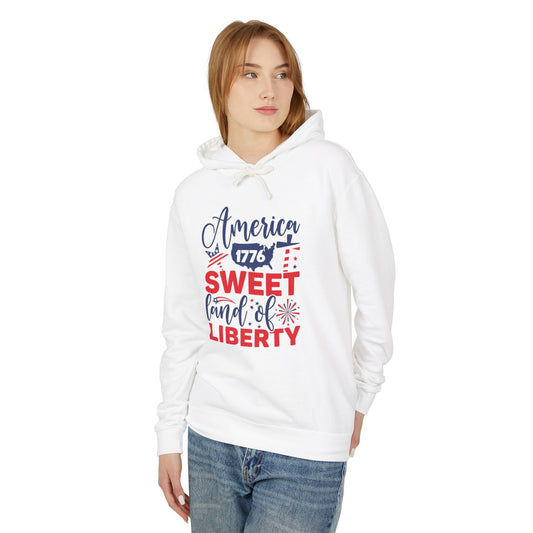Unisex Lightweight Hooded Sweatshirt - Sweet Land of Liberty, Patriotic Hoodie, 4th of July Gift, USA Pride Apparel, American Freedom Style