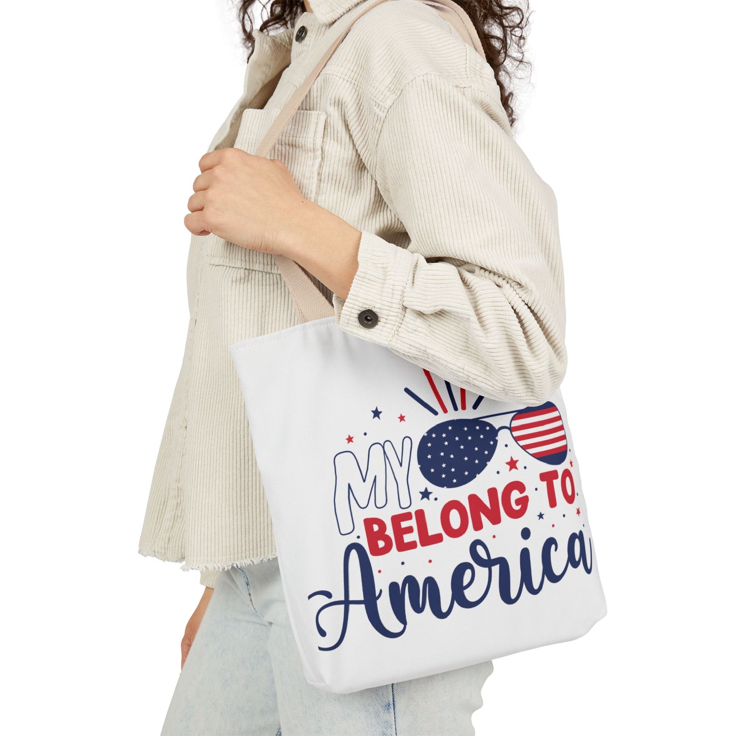 Patriotic Canvas Tote Bag, My Glasses Belong to America, 4th of July, Independence Day, Summer Beach Bag, Eco-Friendly Gift