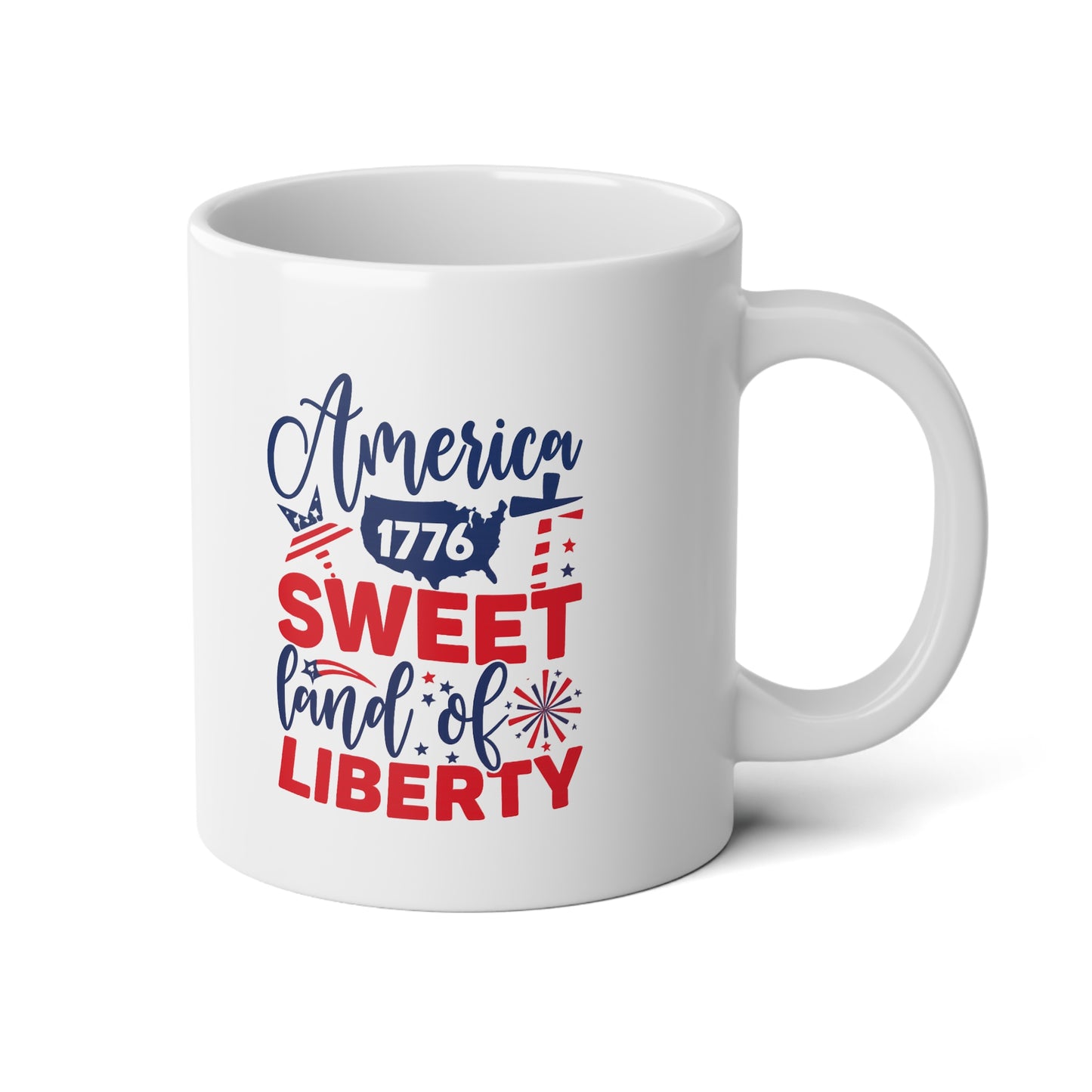 Patriotic Jumbo Mug, 20oz - Sweet Land of Liberty Coffee Cup, Ideal for Independence Day, Home Decor, Gift for Patriots, American Pride