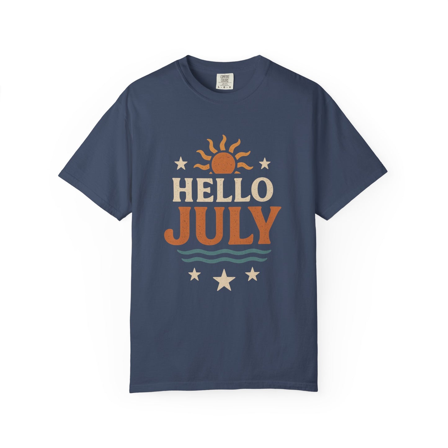August Vibes Garment-Dyed T-shirt, Summer Tee, Retro Graphic Tee, Gift for July Birthdays, Beachwear, Casual Summer Shirt
