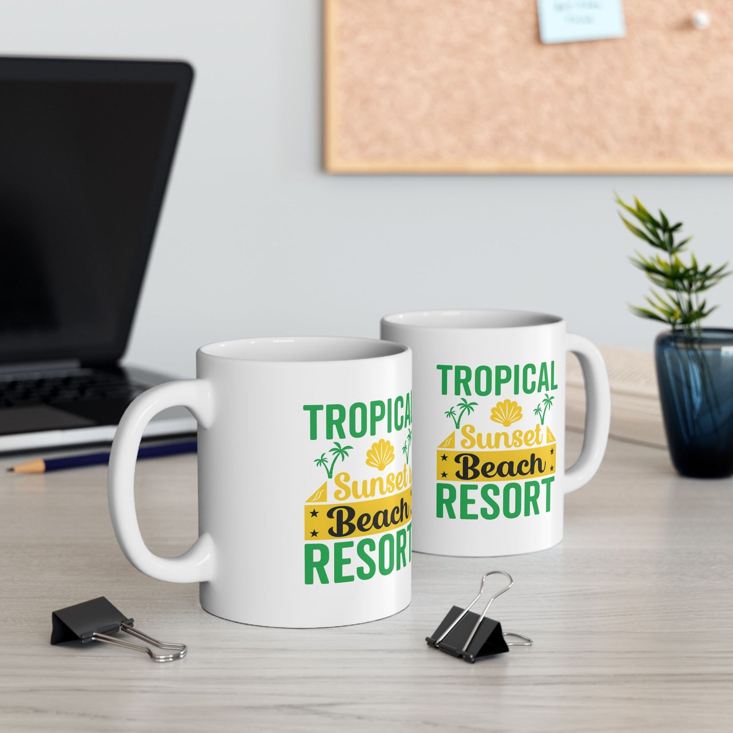 Tropical Escape Mug | Summer Beach Resort Coffee Cup for Beach Lovers | Relaxation Gift, Vacation Vibe, Fun Drinkware