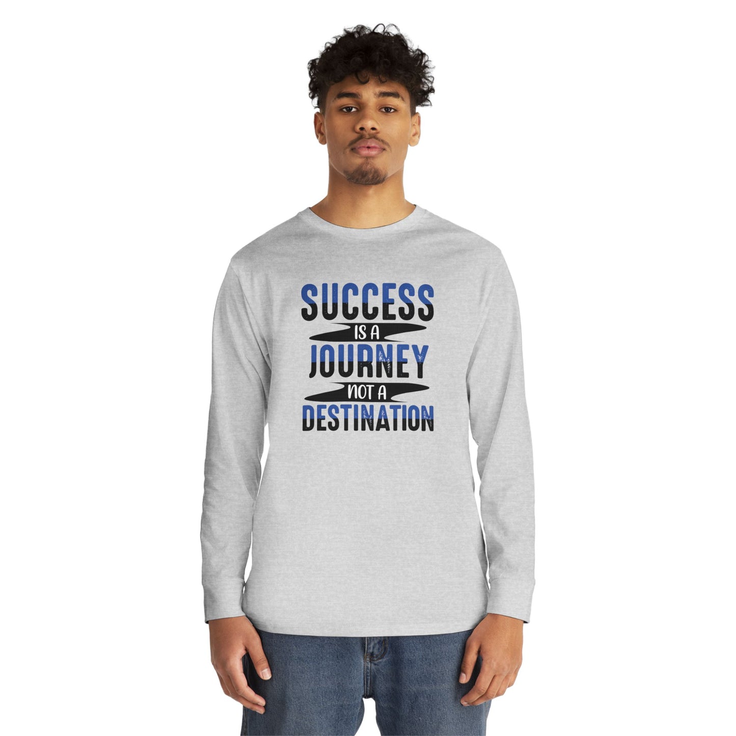 Inspirational Long Sleeve Crewneck Tee - Success is a Journey, Motivational Shirt, Gift for Graduates, Casual Wear, Unisex Tee