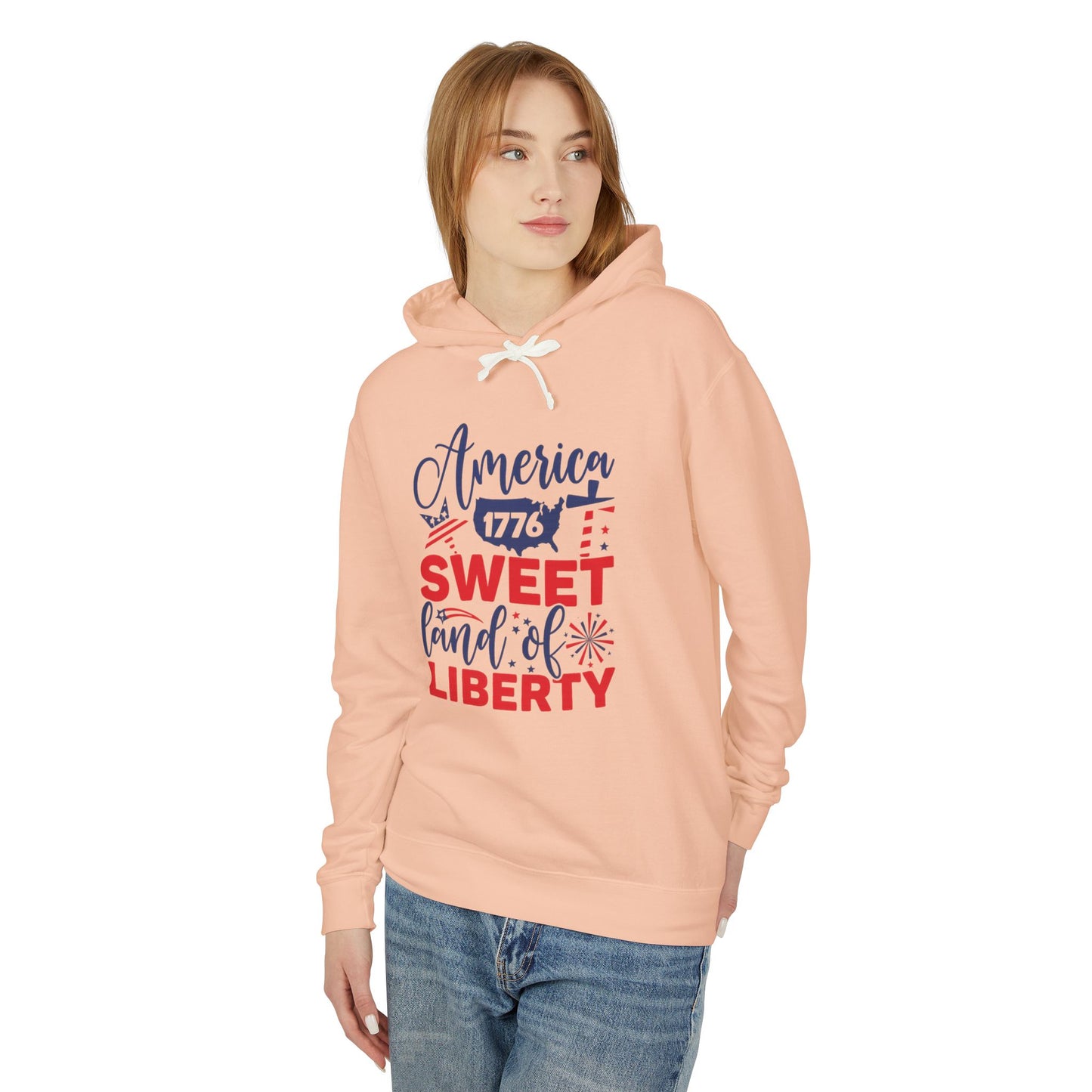 Unisex Lightweight Hooded Sweatshirt - Sweet Land of Liberty, Patriotic Hoodie, 4th of July Gift, USA Pride Apparel, American Freedom Style