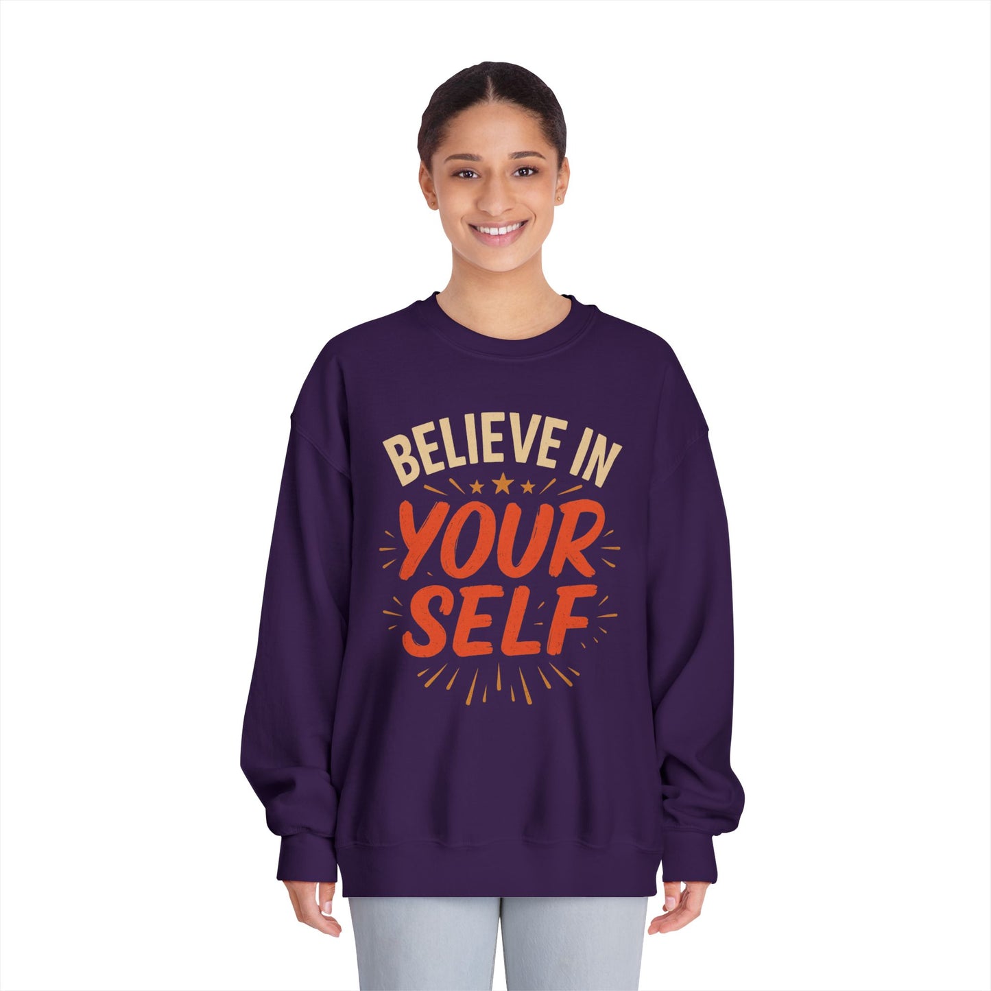 Believe in Yourself Crewneck Sweatshirt, Inspirational Gift, Unisex Apparel, Motivational Sweatshirt, Cozy Fashion, Daily Reminder