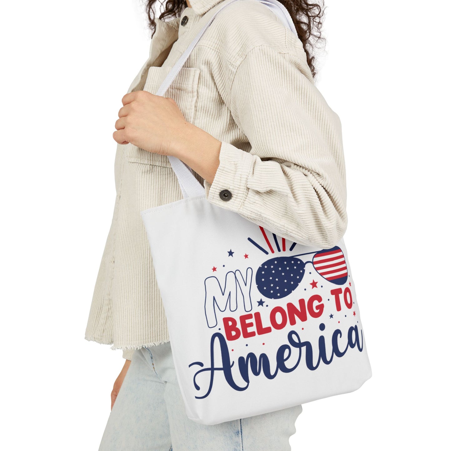 Patriotic Canvas Tote Bag, My Glasses Belong to America, 4th of July, Independence Day, Summer Beach Bag, Eco-Friendly Gift