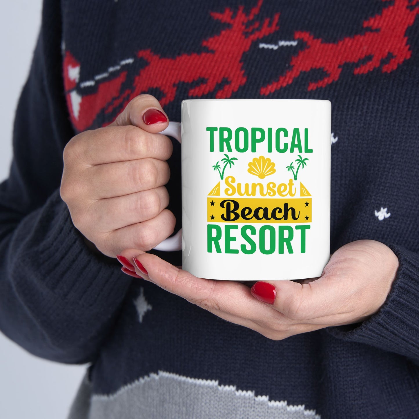 Tropical Escape Mug | Summer Beach Resort Coffee Cup for Beach Lovers | Relaxation Gift, Vacation Vibe, Fun Drinkware