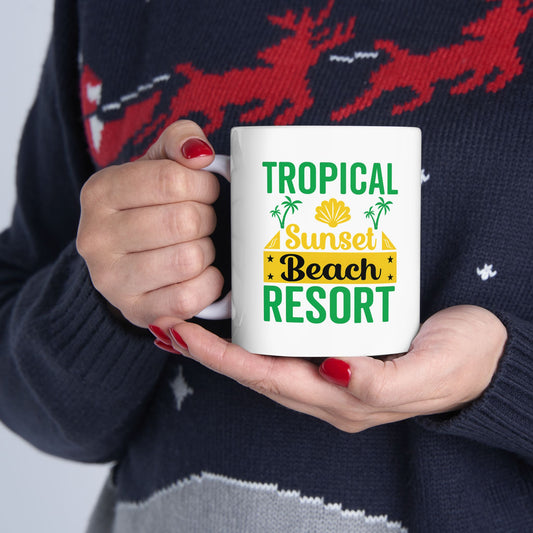 Tropical Escape Mug | Summer Beach Resort Coffee Cup for Beach Lovers | Relaxation Gift, Vacation Vibe, Fun Drinkware