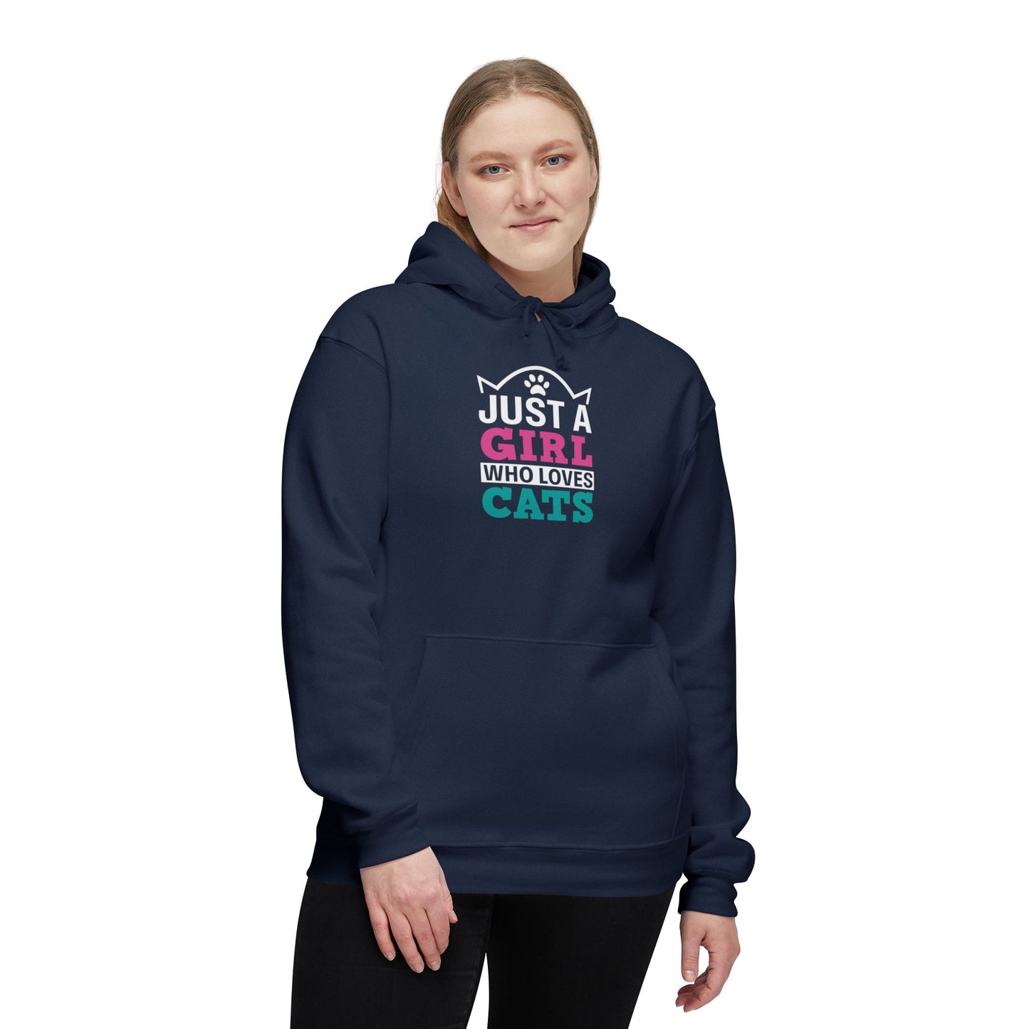 Just a Girl Who Loves Cats Unisex Hoodie, Cat Lover Gift, Cute Sweatshirt, Animal Lover Apparel, Cozy Fashion for Women