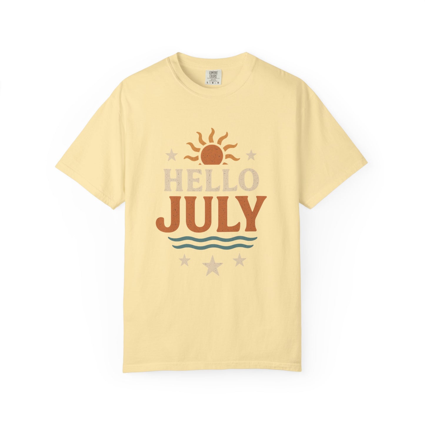 August Vibes Garment-Dyed T-shirt, Summer Tee, Retro Graphic Tee, Gift for July Birthdays, Beachwear, Casual Summer Shirt