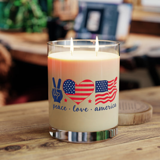 Patriotic Scented Candle - Peace, Love, America, Independence Day, Home Decor, Gift for Her, Relaxation, Aromatherapy