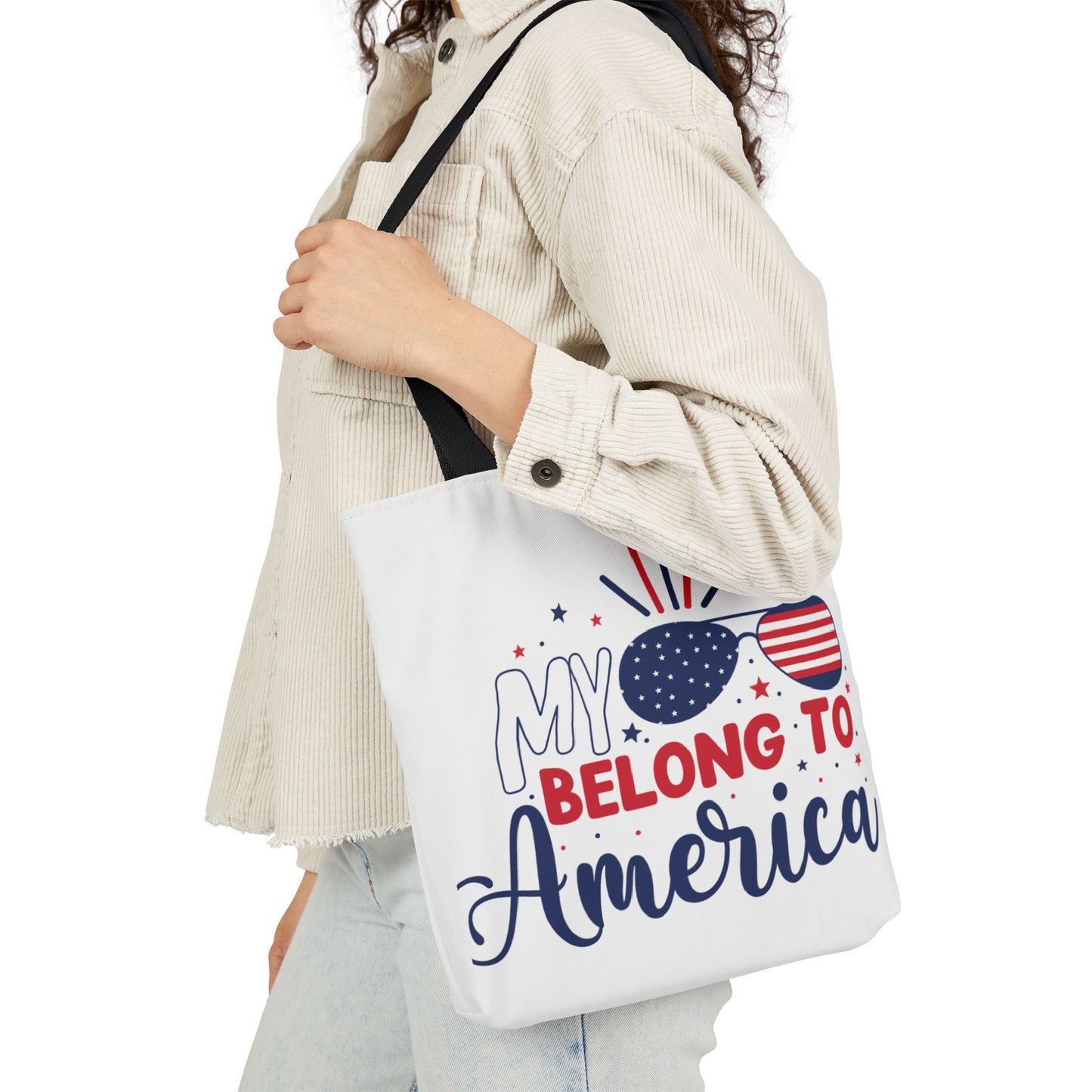 Patriotic Canvas Tote Bag, My Glasses Belong to America, 4th of July, Independence Day, Summer Beach Bag, Eco-Friendly Gift