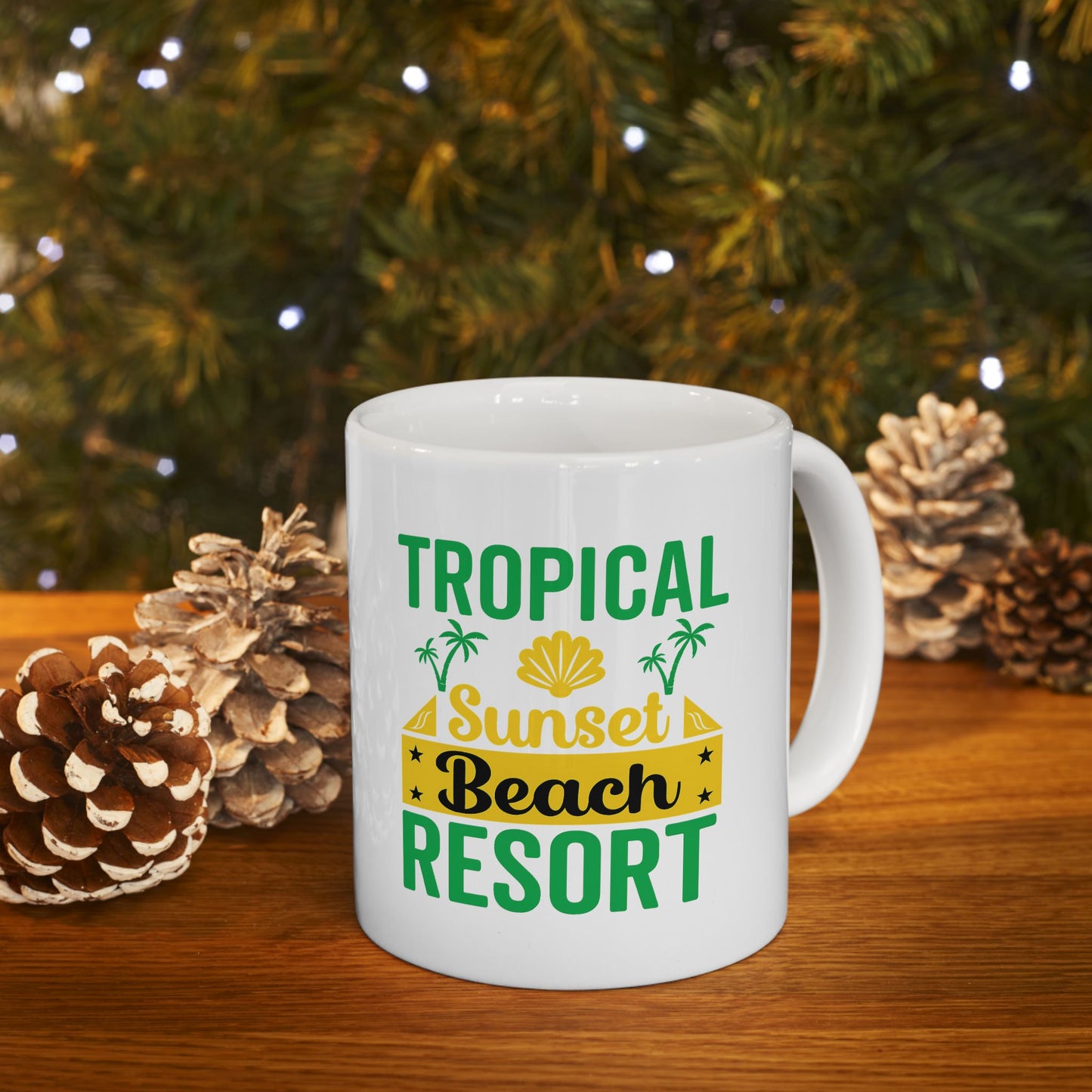 Tropical Escape Mug | Summer Beach Resort Coffee Cup for Beach Lovers | Relaxation Gift, Vacation Vibe, Fun Drinkware
