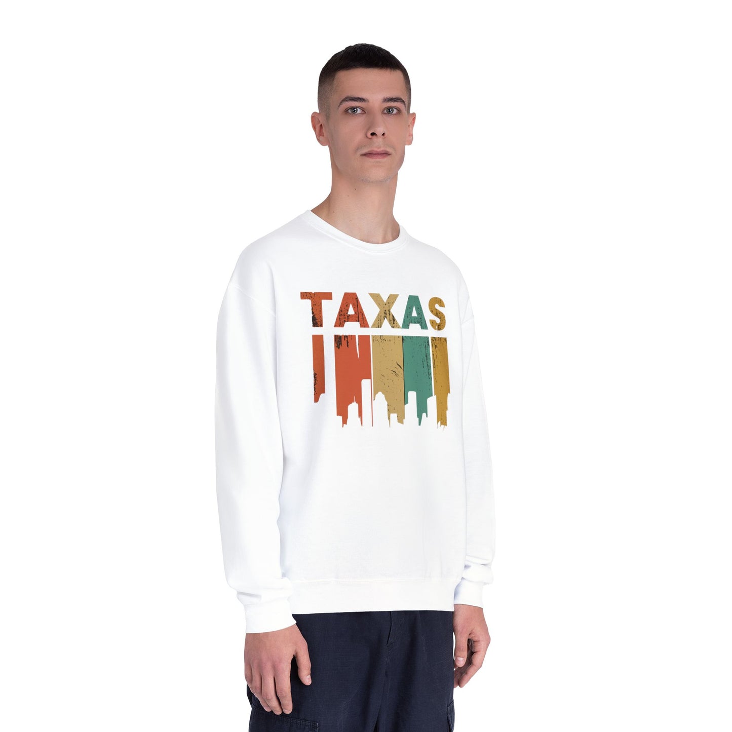 Texas Skyline Unisex Crewneck Sweatshirt, Casual Outfit, Gift for Texans, Texas Pride, Travel Souvenir, Cozy Layer