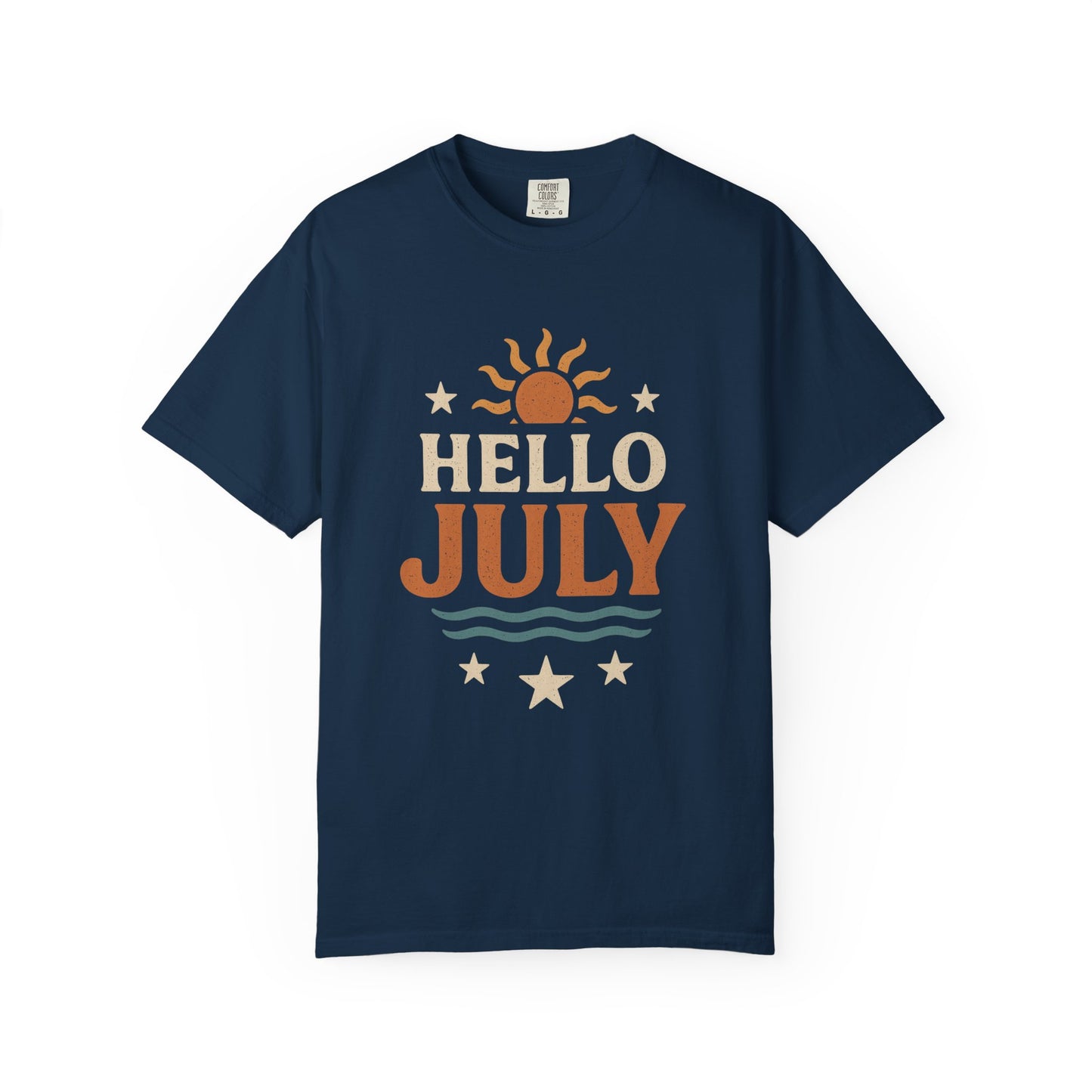 August Vibes Garment-Dyed T-shirt, Summer Tee, Retro Graphic Tee, Gift for July Birthdays, Beachwear, Casual Summer Shirt