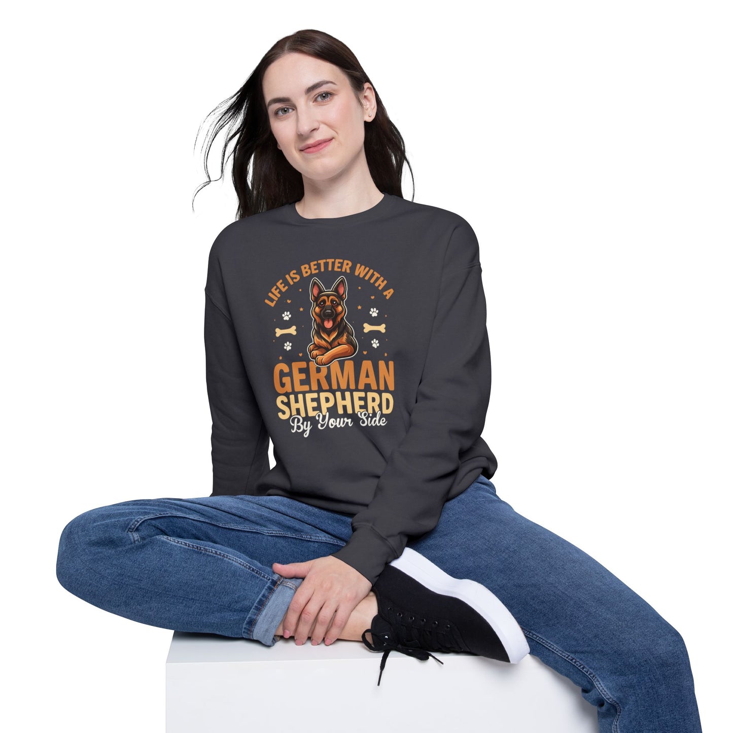 German Shepherd Lover Unisex Drop Shoulder Sweatshirt, Cute Dog Lover Gift, Pet Parent Apparel, Animal Lover Sweatshirt, Cozy Dog Sweatshirt
