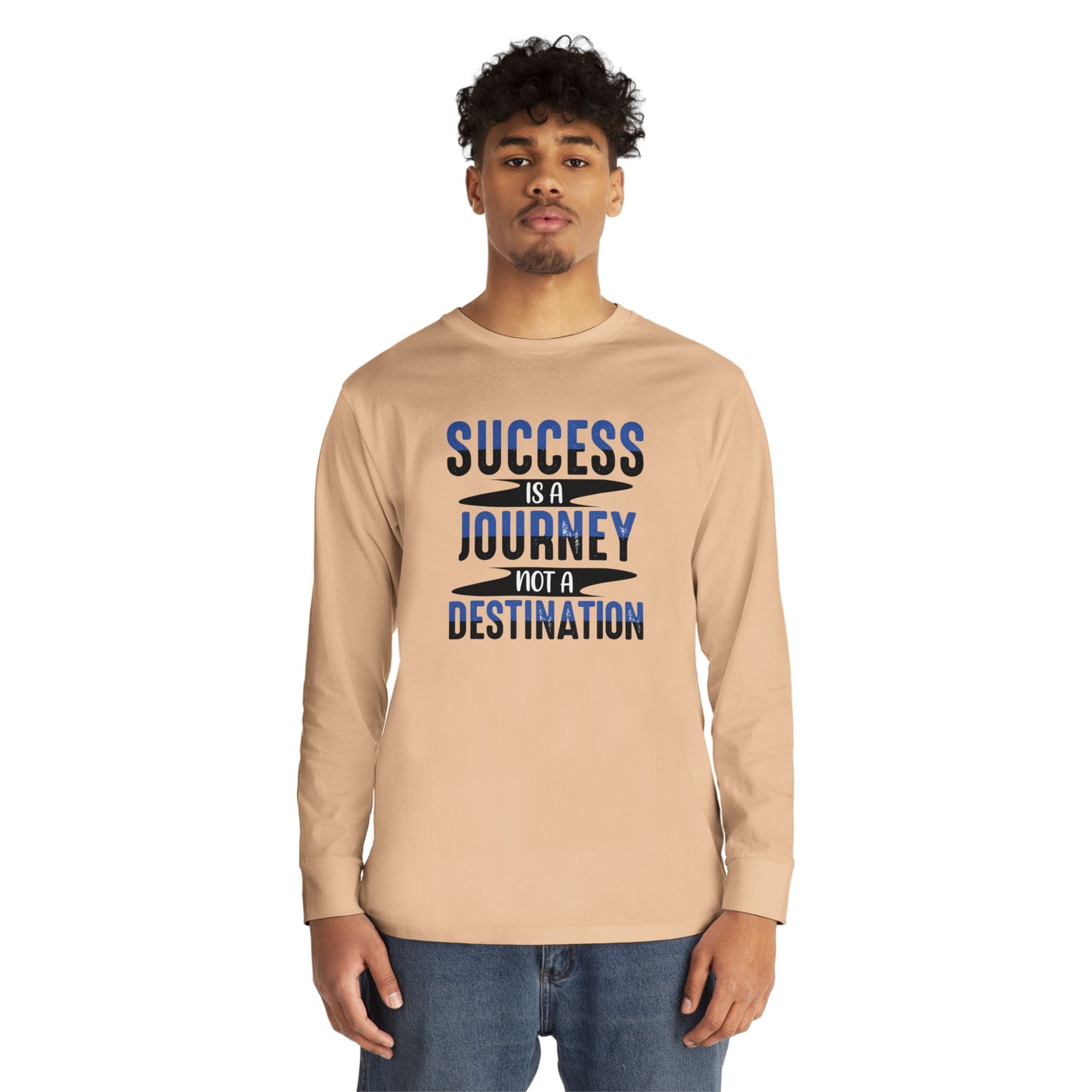 Inspirational Long Sleeve Crewneck Tee - Success is a Journey, Motivational Shirt, Gift for Graduates, Casual Wear, Unisex Tee