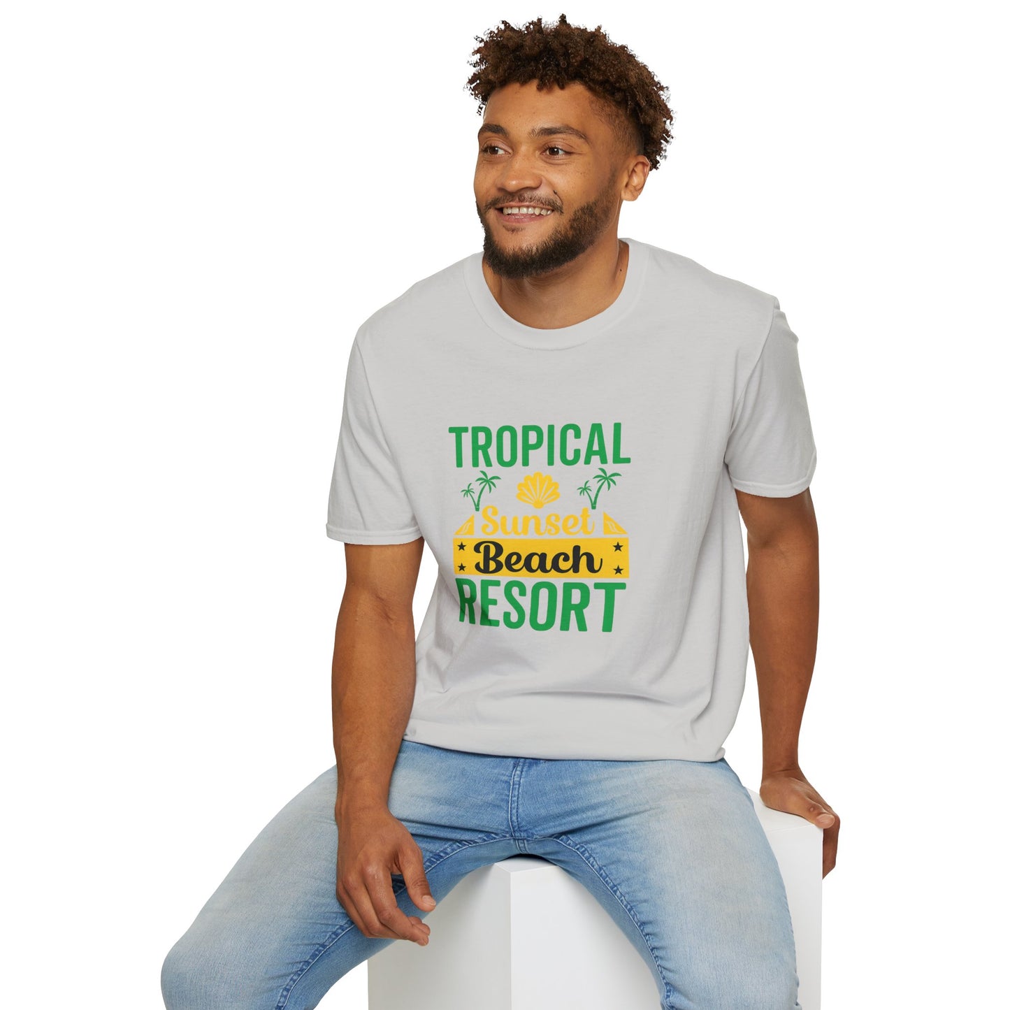 Tropical Sunset Beach Resort T-Shirt, Vacation Tee, Summer Casual Wear, Beach Lover Gift, Family Reunion Attire