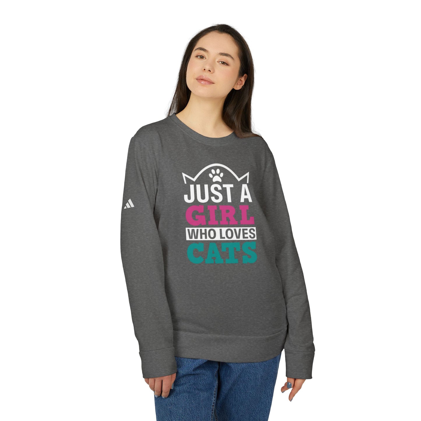 Just a Girl Who Loves Cats Sweatshirt, Cat Lover Gift, Unisex Fleece Crewneck, Cozy Cat Crew, Perfect for Fall & Winter