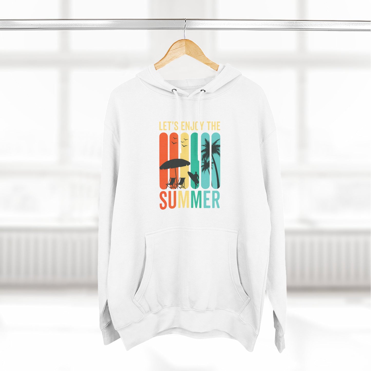 Summer Vibe Hoodie, Let's Enjoy the Summer Sweatshirt, Fleece Pullover for Warm Weather Fun, Casual Outfit for Outdoor Adventures, [...]