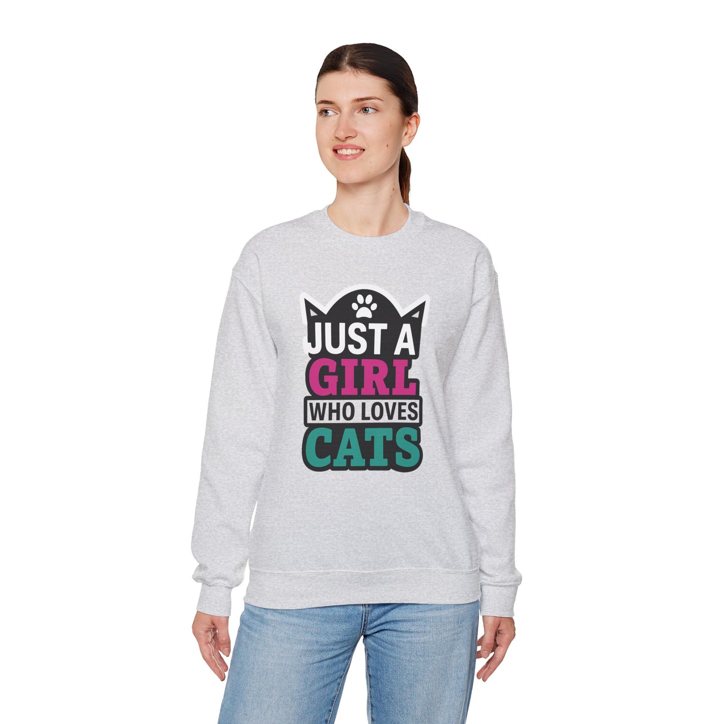 Cute Cat Lover Crewneck Sweatshirt - Just a Girl Who Loves Cats, Cozy Animal Sweatshirt, Gifts for Cat Lovers, Cat Mom Apparel, [...]