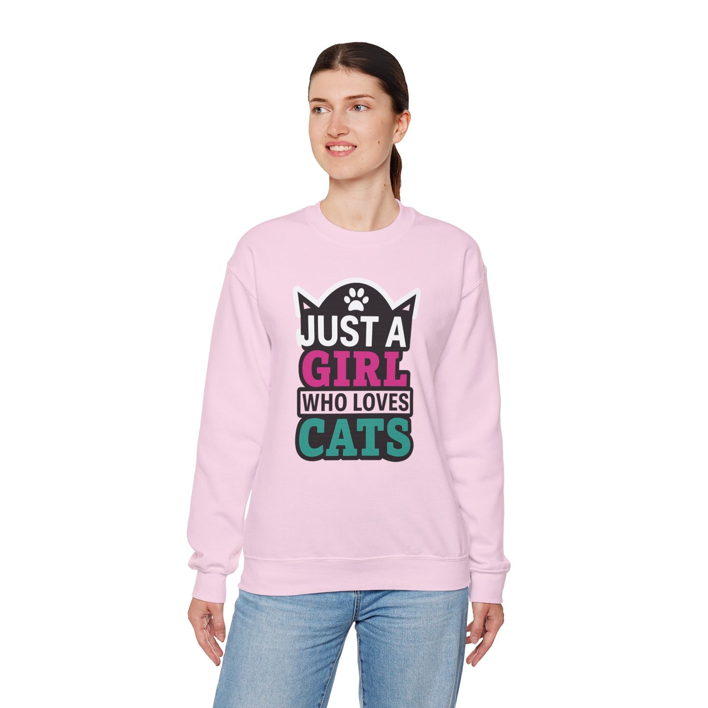 Cute Cat Lover Crewneck Sweatshirt - Just a Girl Who Loves Cats, Cozy Animal Sweatshirt, Gifts for Cat Lovers, Cat Mom Apparel, [...]