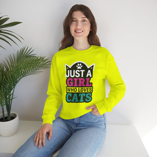 Cute Cat Lover Crewneck Sweatshirt - Just a Girl Who Loves Cats, Cozy Animal Sweatshirt, Gifts for Cat Lovers, Cat Mom Apparel, [...]
