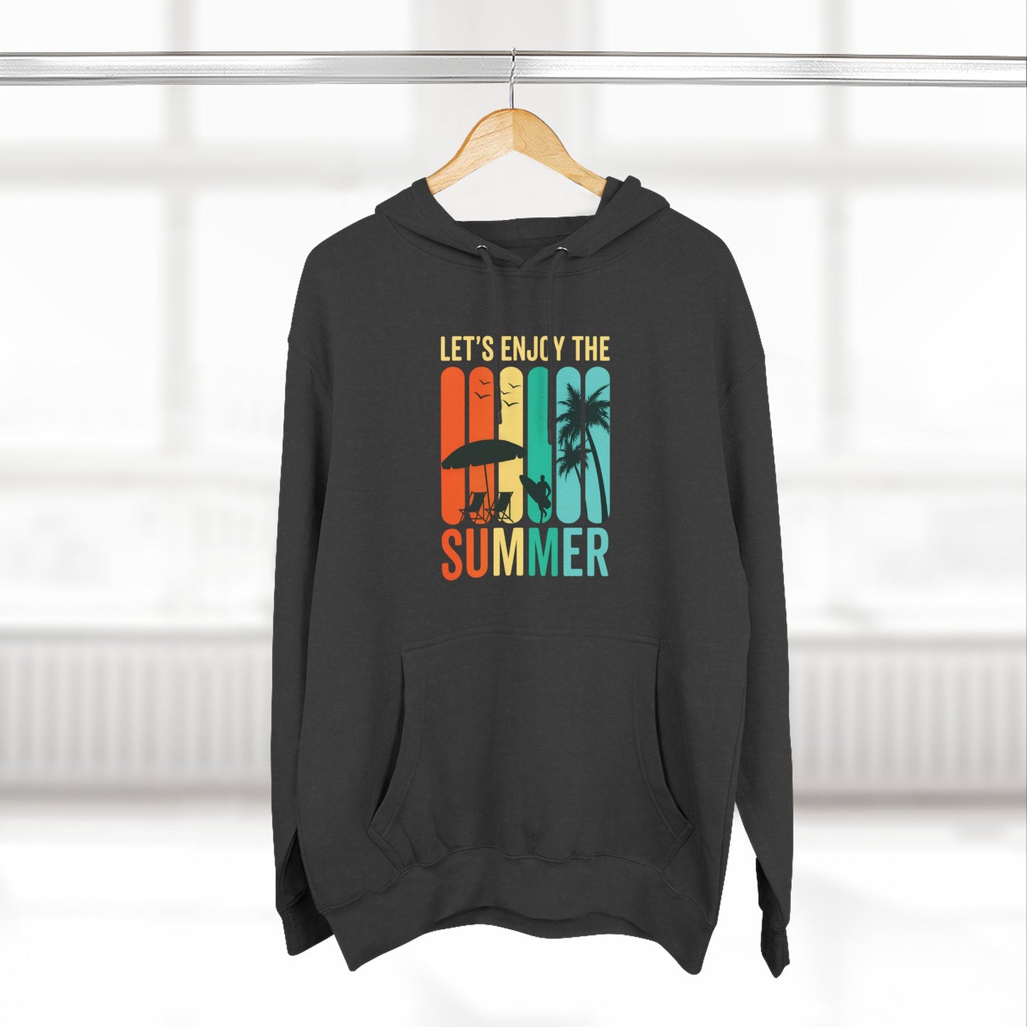 Summer Vibe Hoodie, Let's Enjoy the Summer Sweatshirt, Fleece Pullover for Warm Weather Fun, Casual Outfit for Outdoor Adventures, [...]