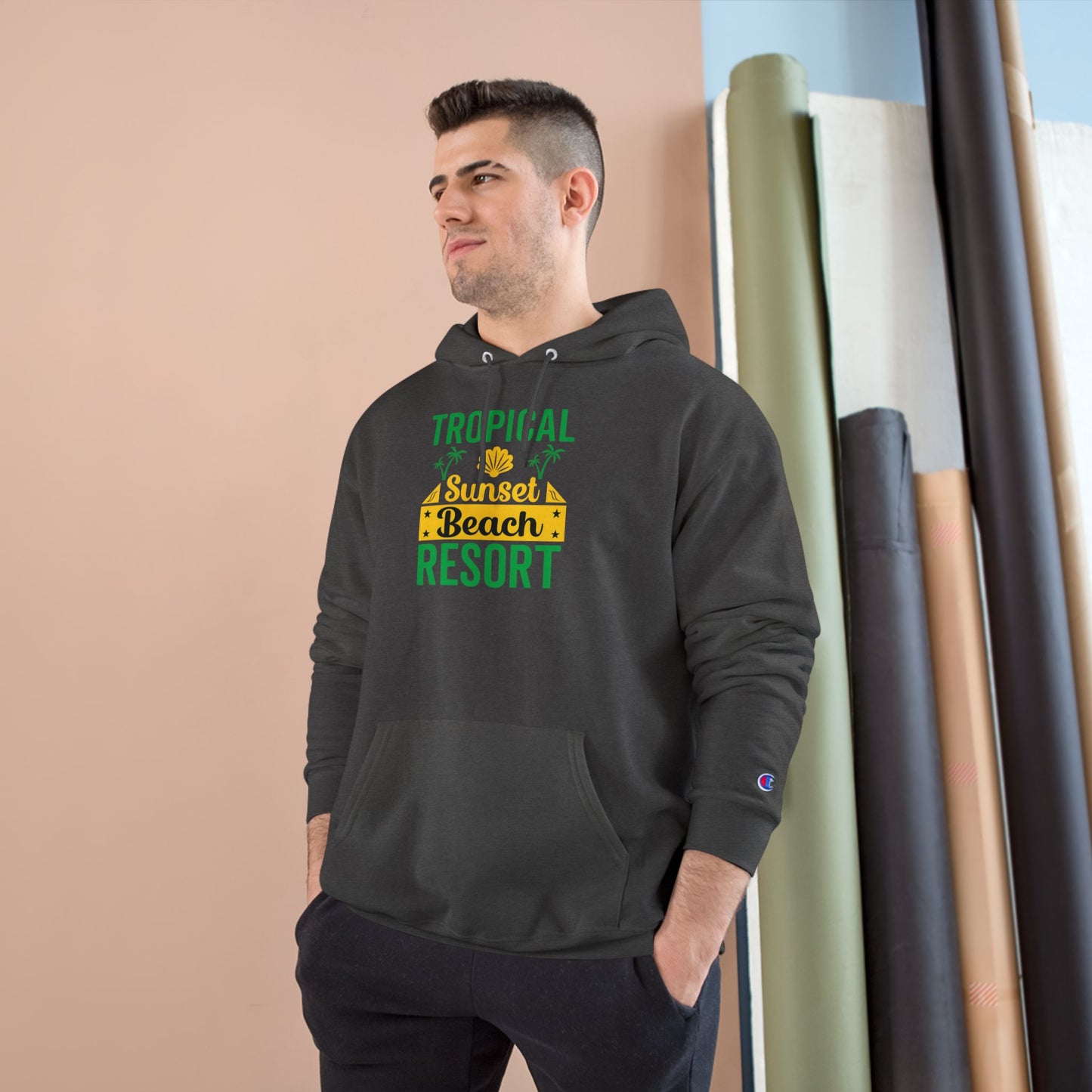 Tropical Beach Resort Hoodie | Champion Unisex Sweatshirt for Summer Vacations, Beach Days, and Relaxing Evenings, Gift for Travel [...]