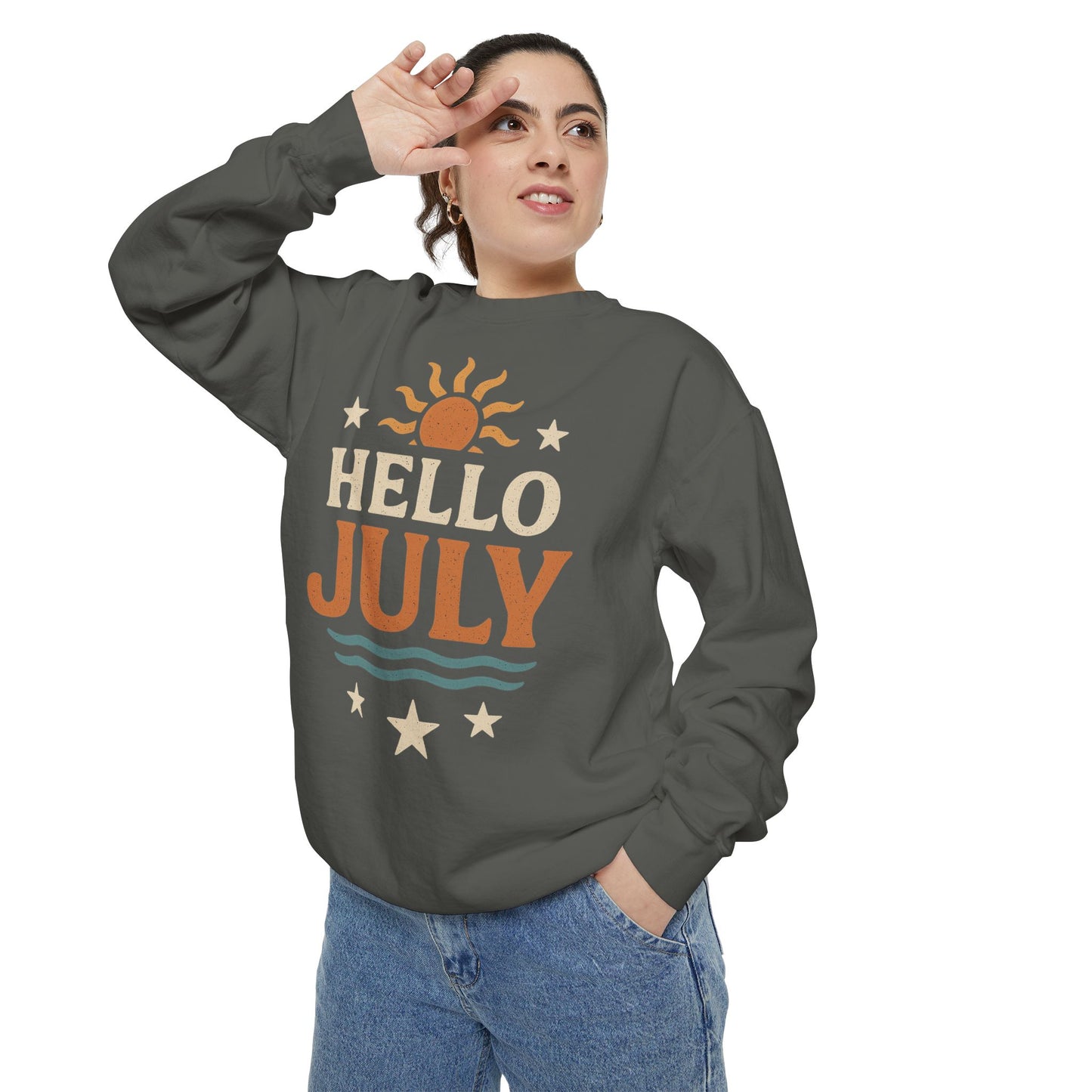 Sunshine July Sweatshirt | Unisex Summer Apparel, Gift for July Birthdays, Cozy Casual Wear, Vacation Style, Fun Summer Outfit