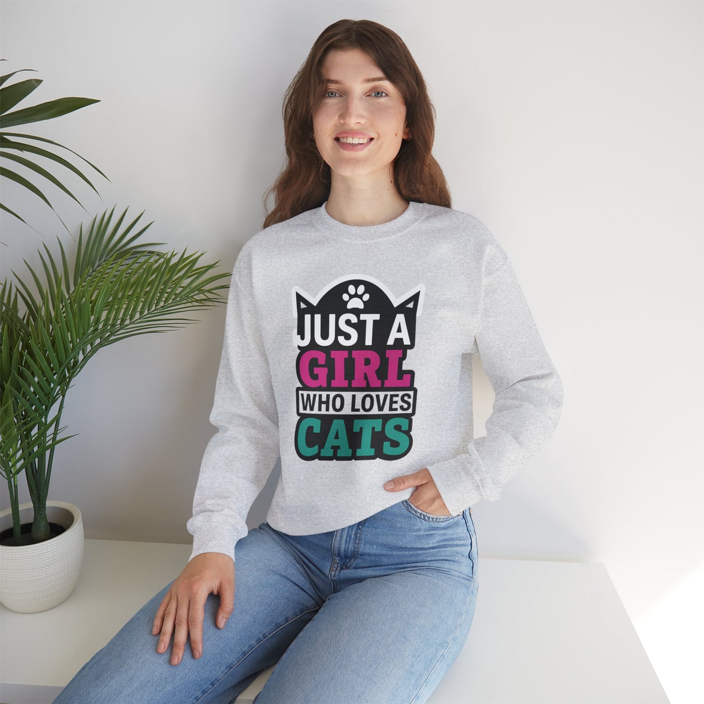Cute Cat Lover Crewneck Sweatshirt - Just a Girl Who Loves Cats, Cozy Animal Sweatshirt, Gifts for Cat Lovers, Cat Mom Apparel, [...]