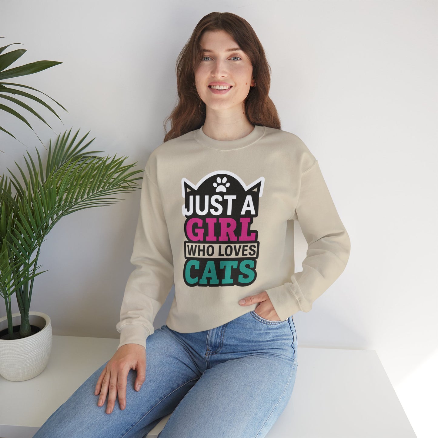 Cute Cat Lover Crewneck Sweatshirt - Just a Girl Who Loves Cats, Cozy Animal Sweatshirt, Gifts for Cat Lovers, Cat Mom Apparel, [...]