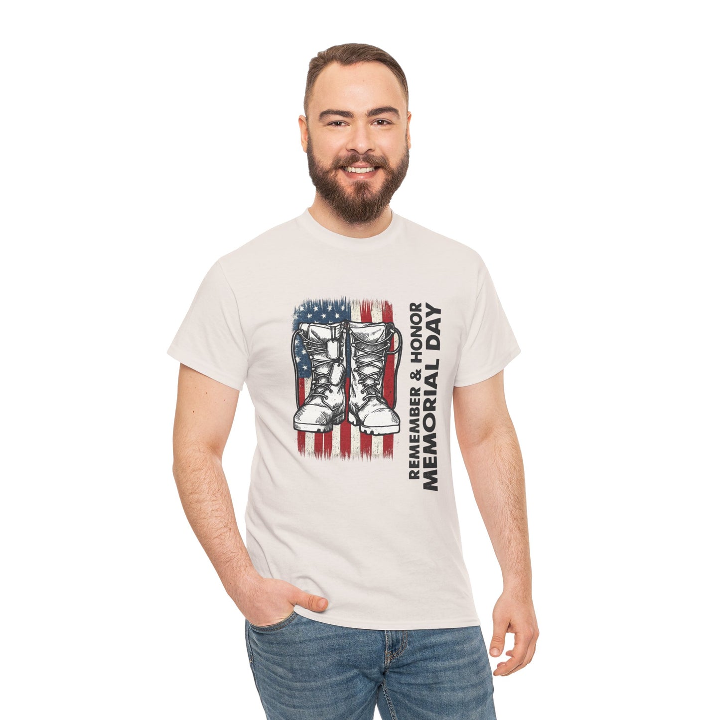 Memorial Day Tribute T-Shirt, Unisex Heavy Cotton Tee, Patriotic Apparel, Veteran Remembrance, Gift for Independence Day, Casual Daily Wear