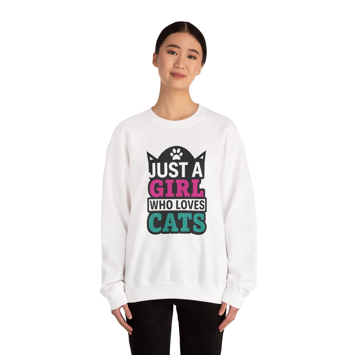 Cute Cat Lover Crewneck Sweatshirt - Just a Girl Who Loves Cats, Cozy Animal Sweatshirt, Gifts for Cat Lovers, Cat Mom Apparel, [...]