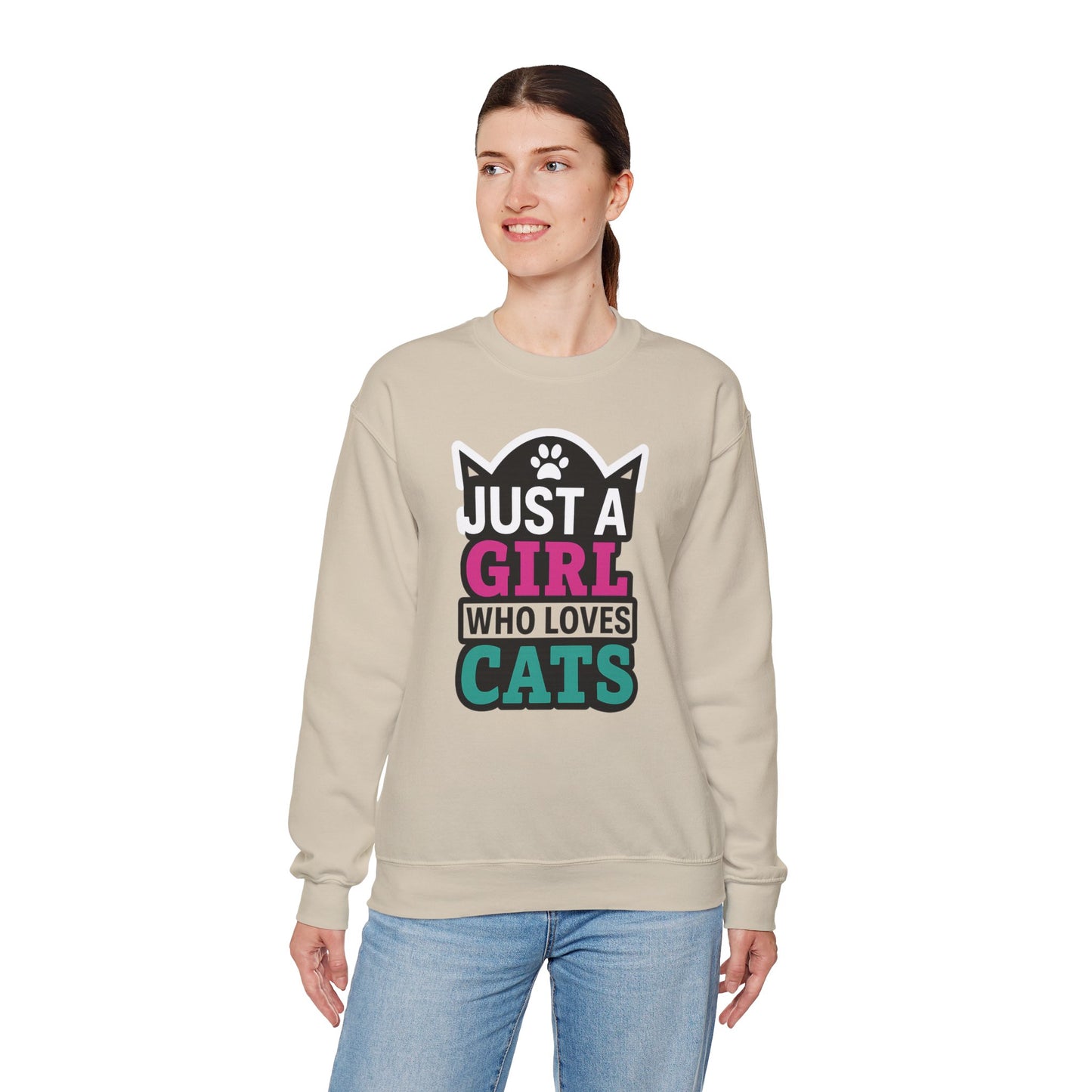 Cute Cat Lover Crewneck Sweatshirt - Just a Girl Who Loves Cats, Cozy Animal Sweatshirt, Gifts for Cat Lovers, Cat Mom Apparel, [...]
