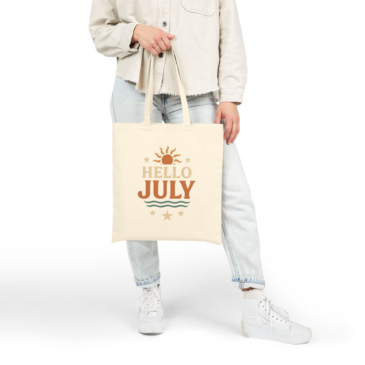 Sunshine July Canvas Tote Bag, Eco-Friendly Beach Bag, Summer Carryall, Gift for July Birthdays, Everyday Tote