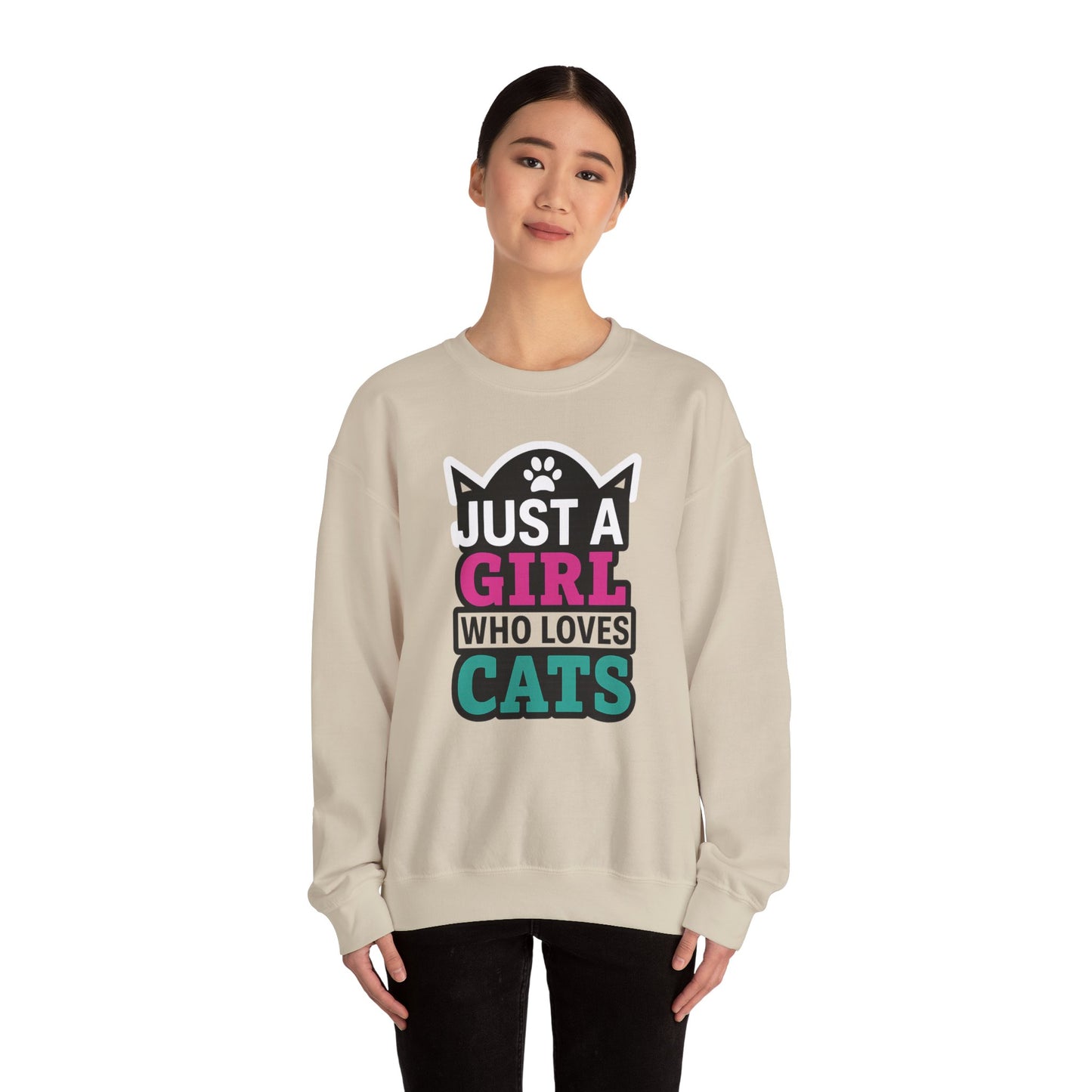 Cute Cat Lover Crewneck Sweatshirt - Just a Girl Who Loves Cats, Cozy Animal Sweatshirt, Gifts for Cat Lovers, Cat Mom Apparel, [...]
