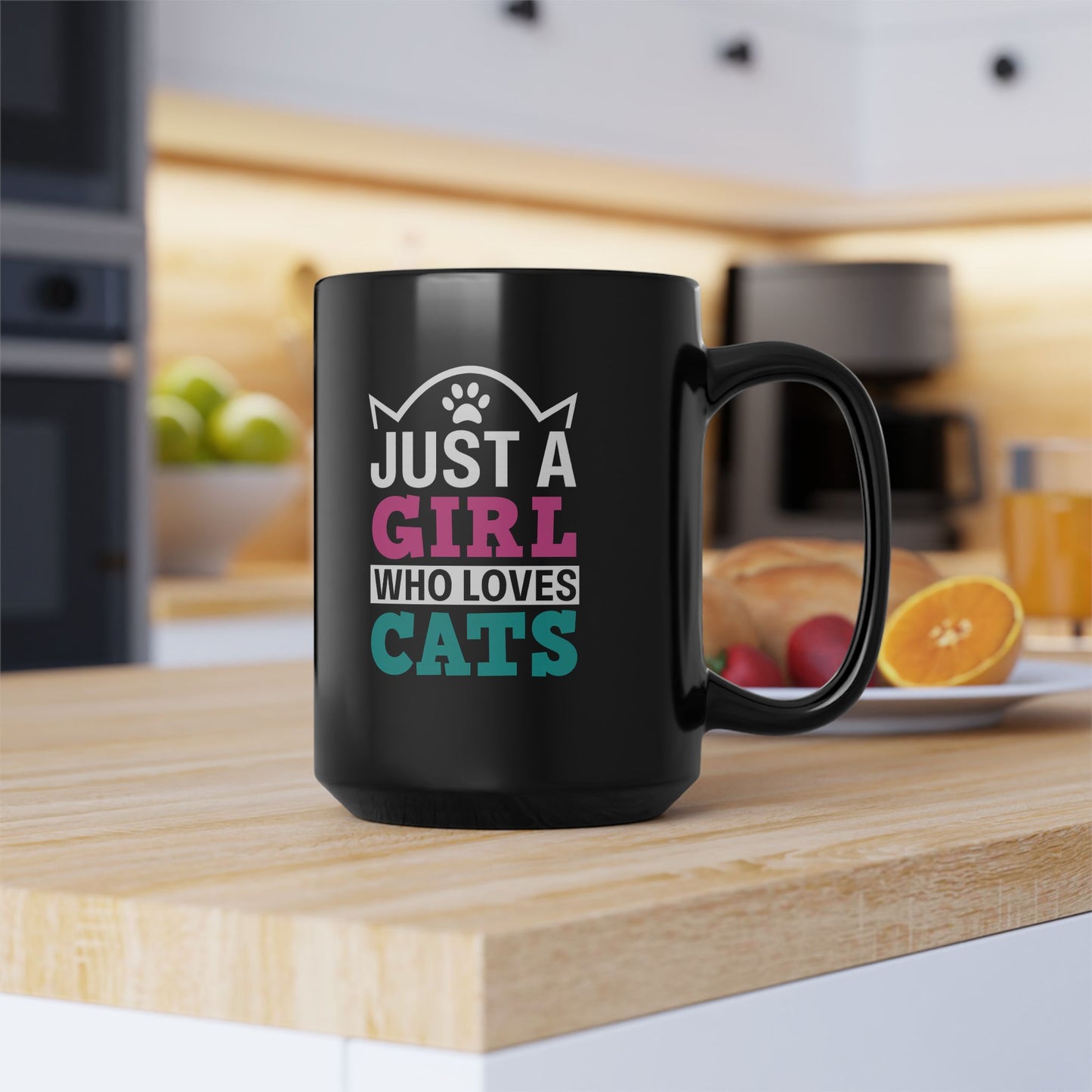 Cat Lover Coffee Mug, 15oz - Just a Girl Who Loves Cats, Cute Gift for Pet Owners, Cat Themed Drinkware, Animal Lover Gift, Unique Mug