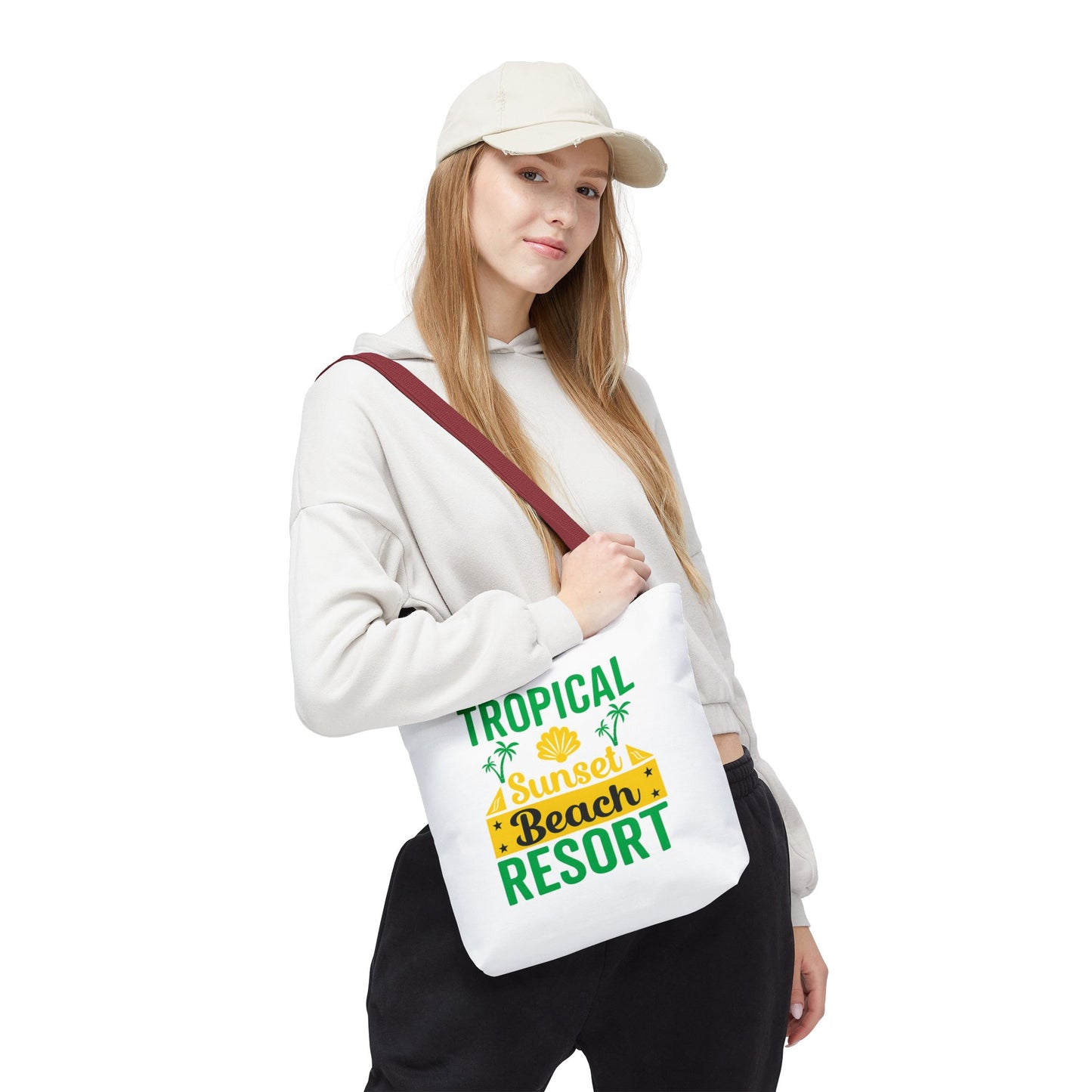Tote Bag for Beach Lovers, Tropical Sunset Resort Tote, Eco-Friendly Beach Bag, Vacation Essentials, Summer Fun