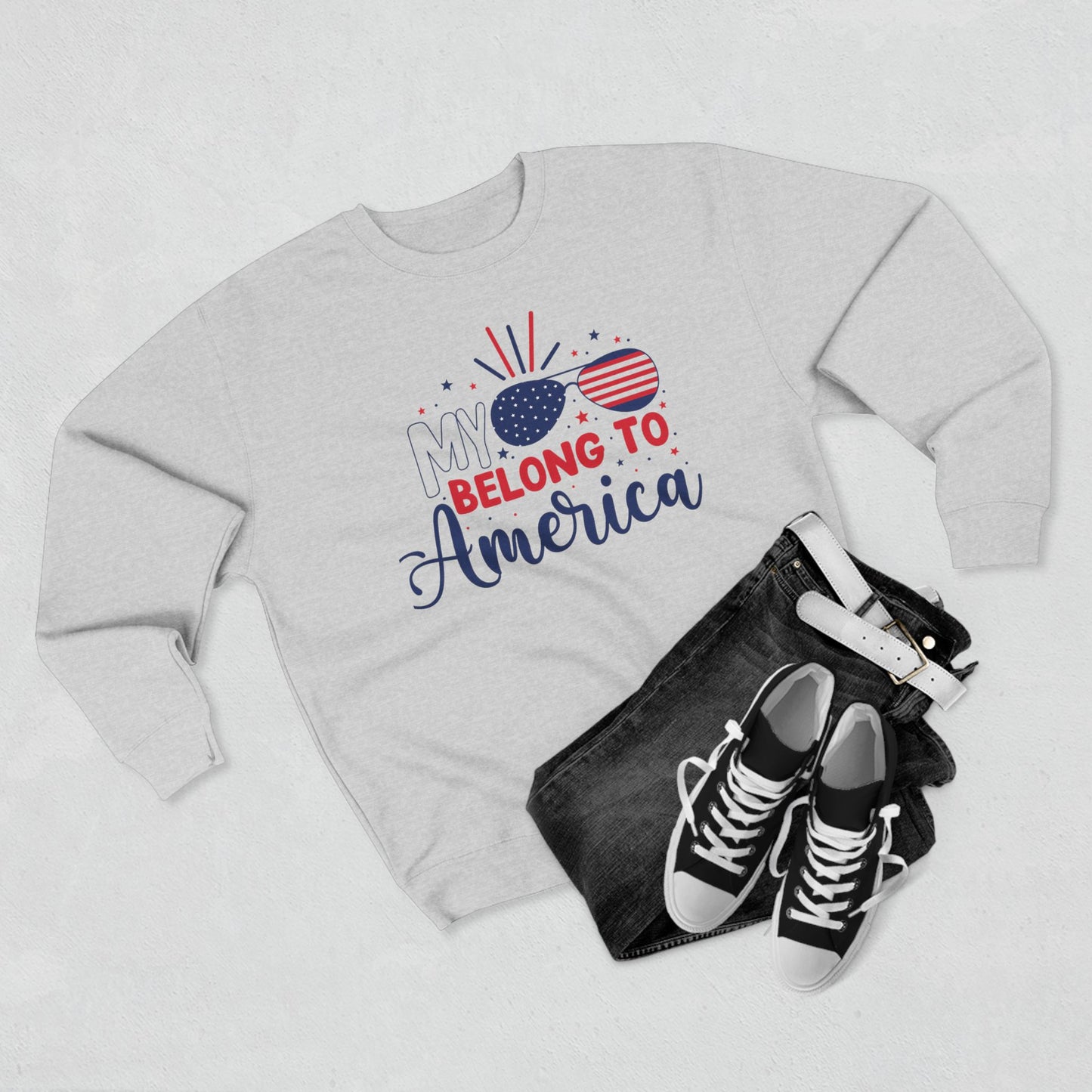 Patriotic Unisex Sweatshirt: My Belong to America, Independence Day Gift, 4th of July Apparel, USA Pride Clothing, Comfortable Hoodie