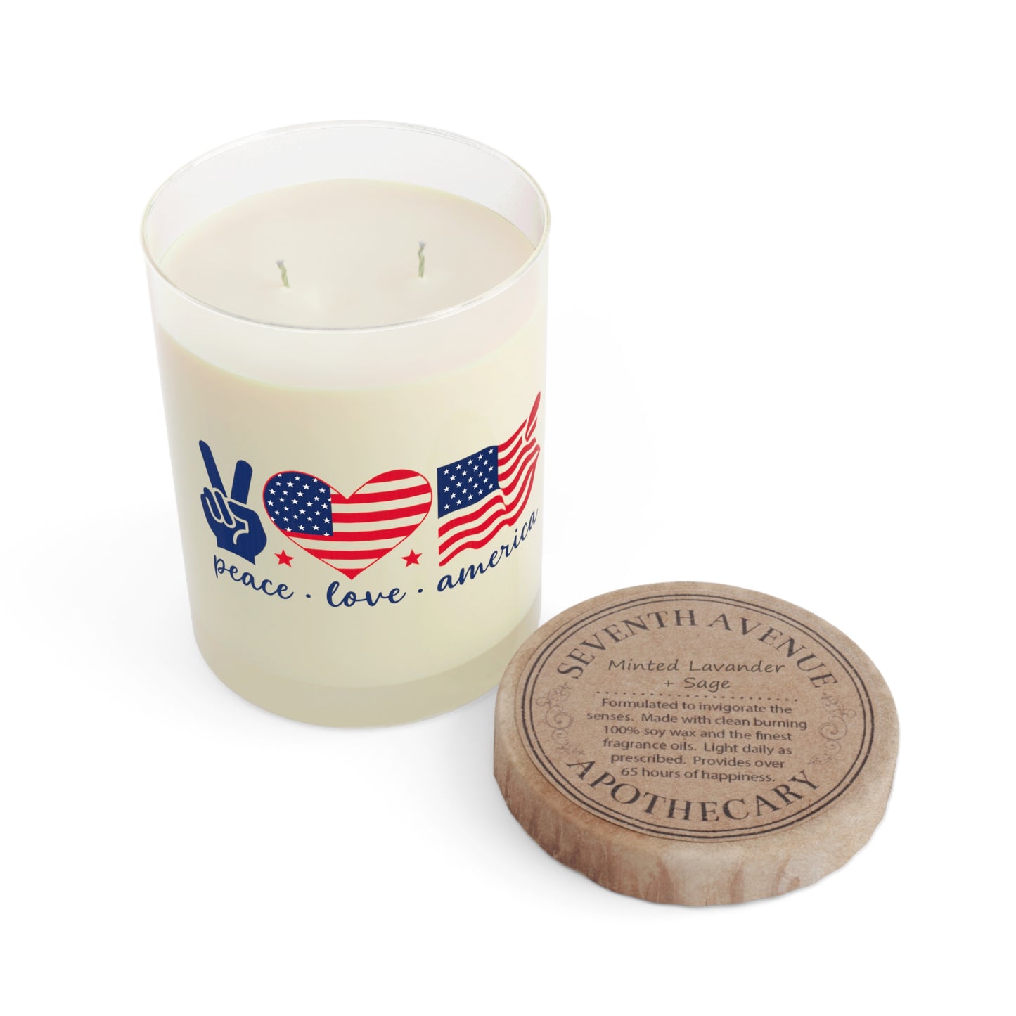 Patriotic Scented Candle - Peace, Love, America, Independence Day, Home Decor, Gift for Her, Relaxation, Aromatherapy